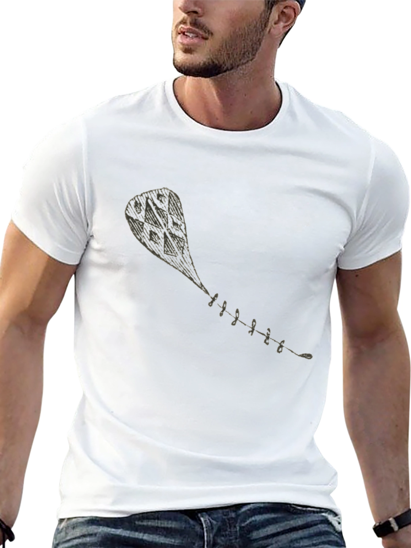 Black T-Shirt with Kite Graphic