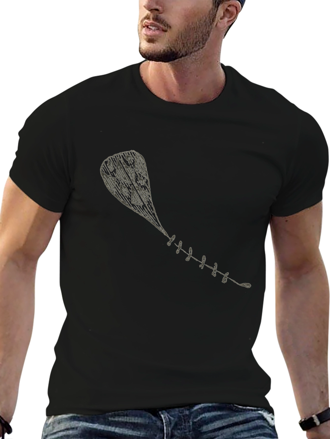 Black T-Shirt with Kite Graphic