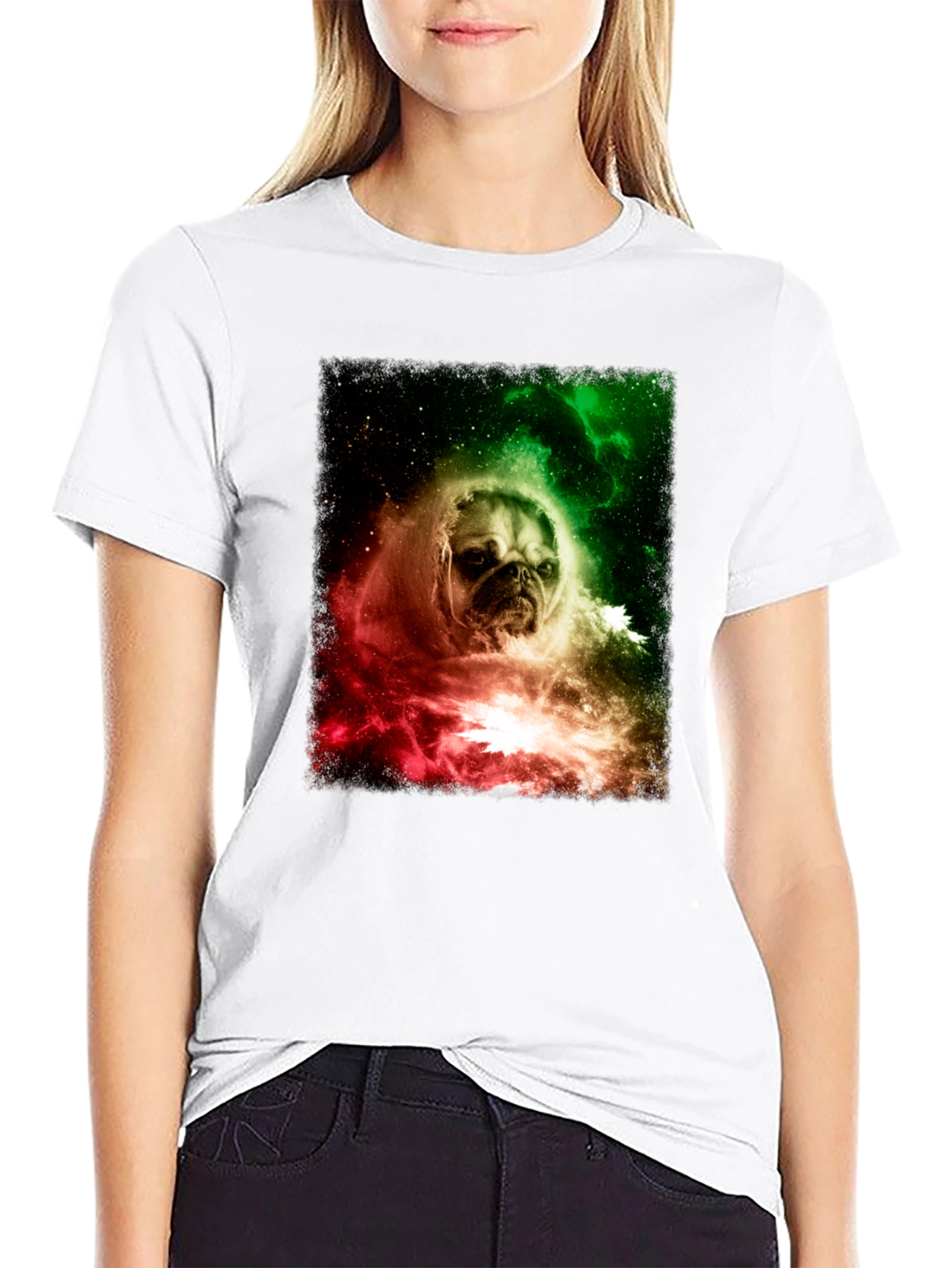 Pug in Space Graphic Tee - Black Cotton Blend