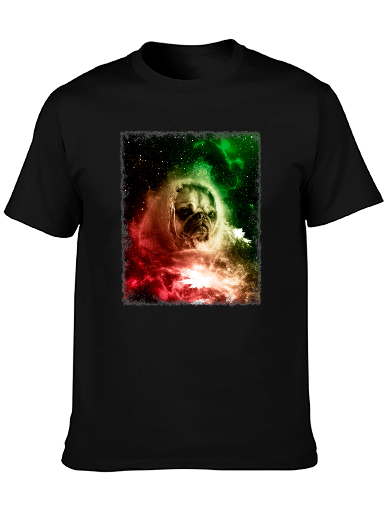 Pug in Space Graphic Tee - Black Cotton Blend