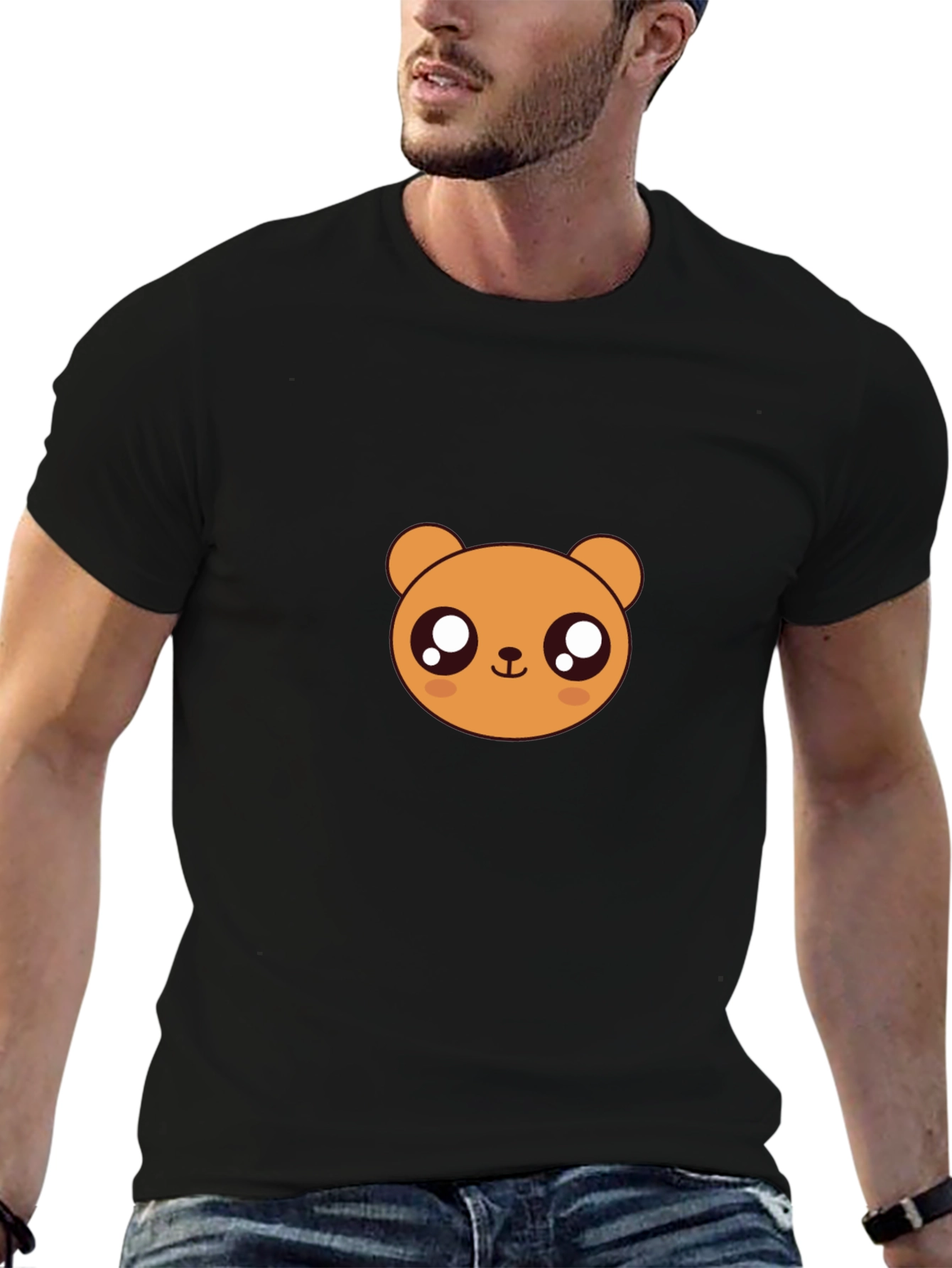 Cute Bear Graphic T-Shirt - Mens Black Tee