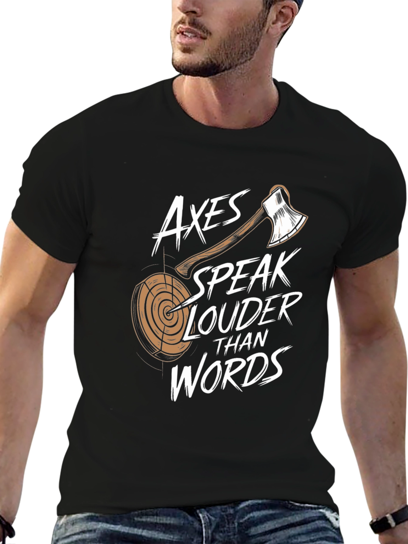 Axes Speak Louder Than Words Black T-Shirt