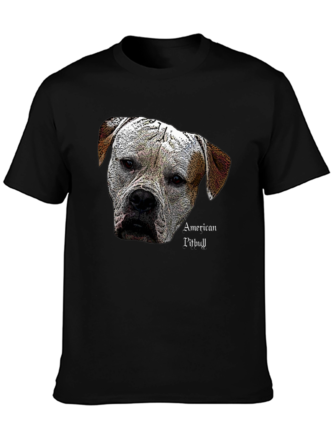 American Pitbull Dog Graphic Black T-Shirt