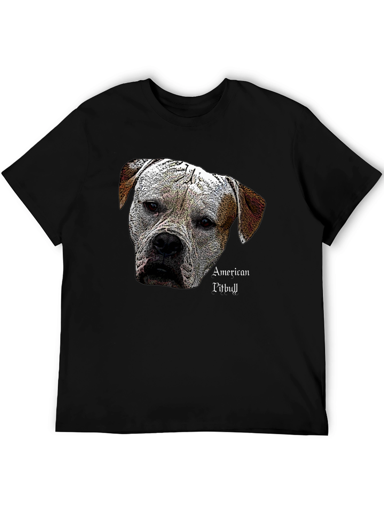 American Pitbull Dog Graphic Black T-Shirt
