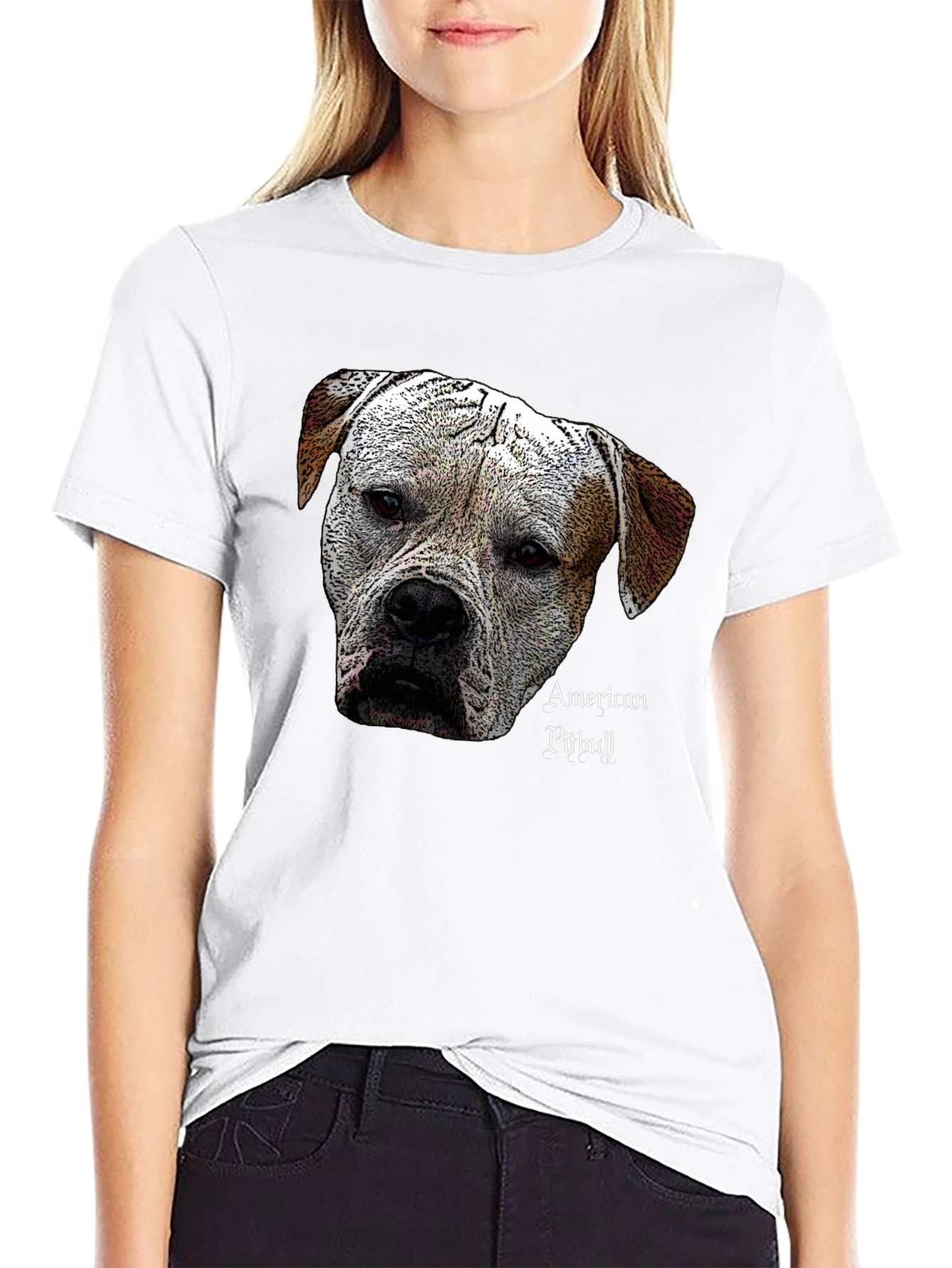 American Pitbull Dog Graphic Black T-Shirt