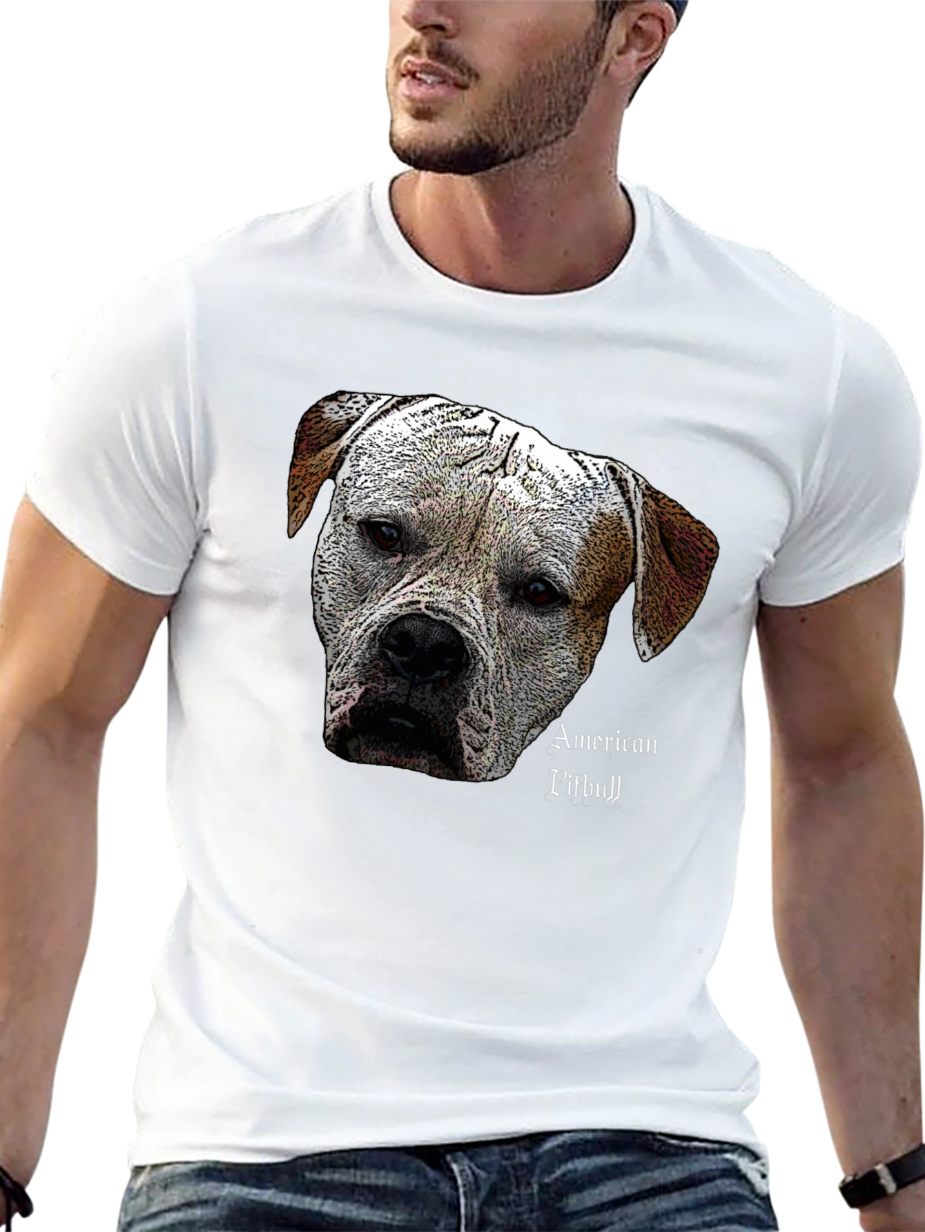 American Pitbull Dog Graphic Black T-Shirt