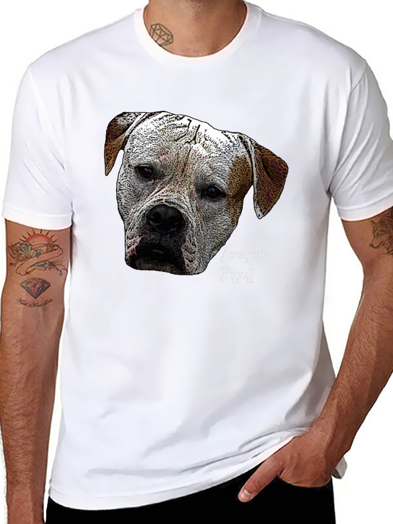 American Pitbull Dog Graphic Black T-Shirt
