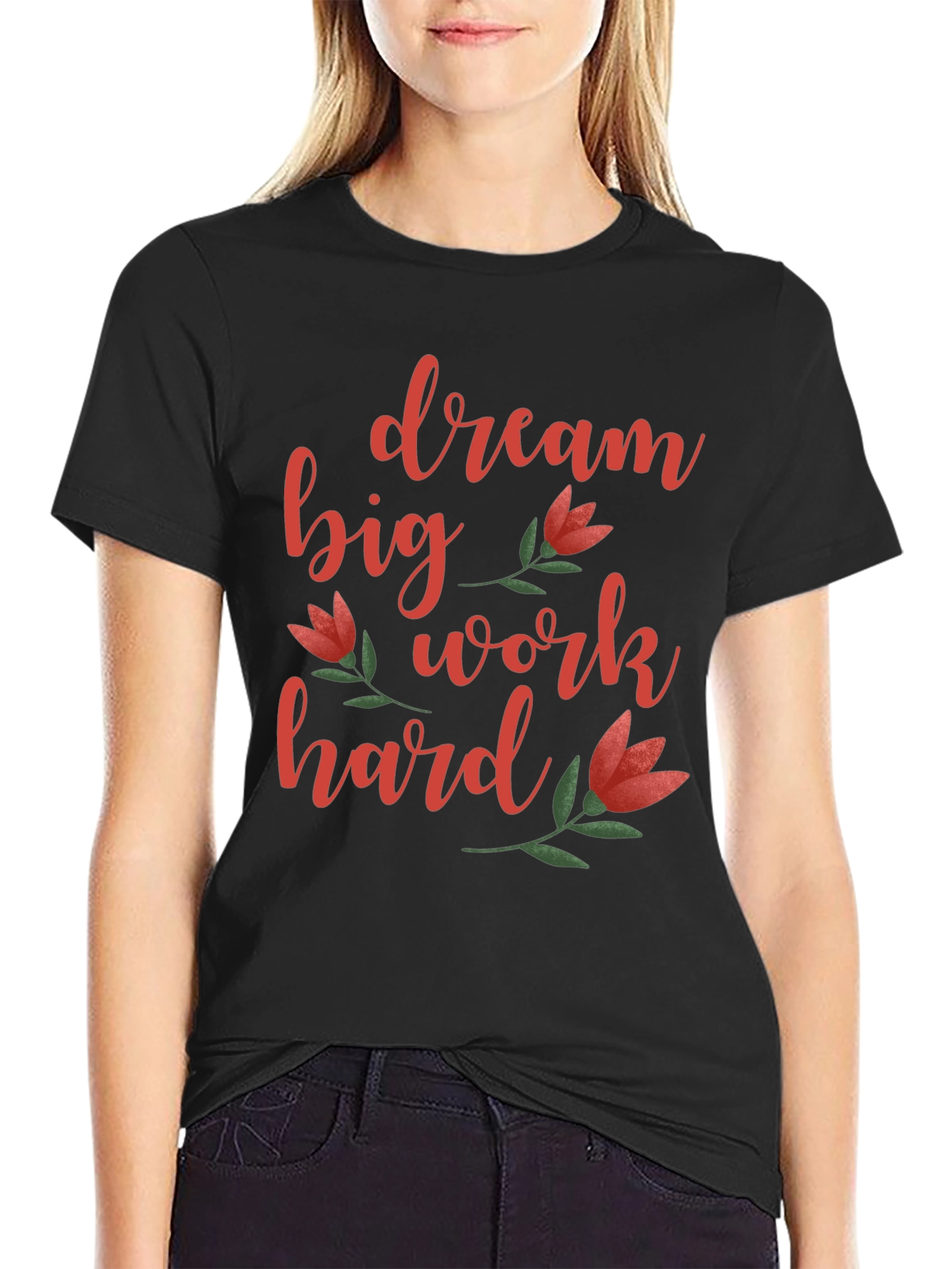 Dream Big T-Shirt - Black Cotton Graphic Tee