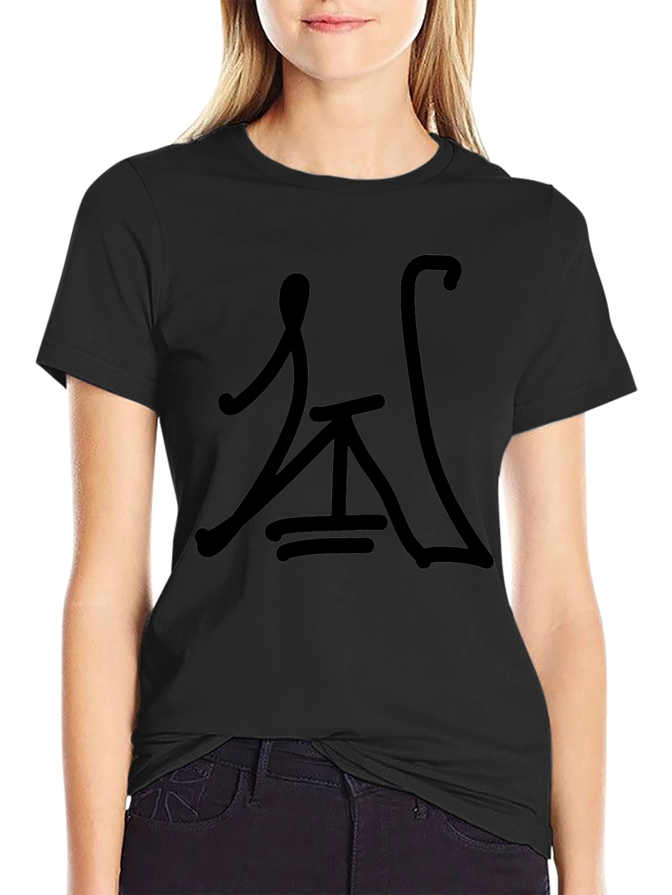 Black Graphic Tee - Unique Symbol Design