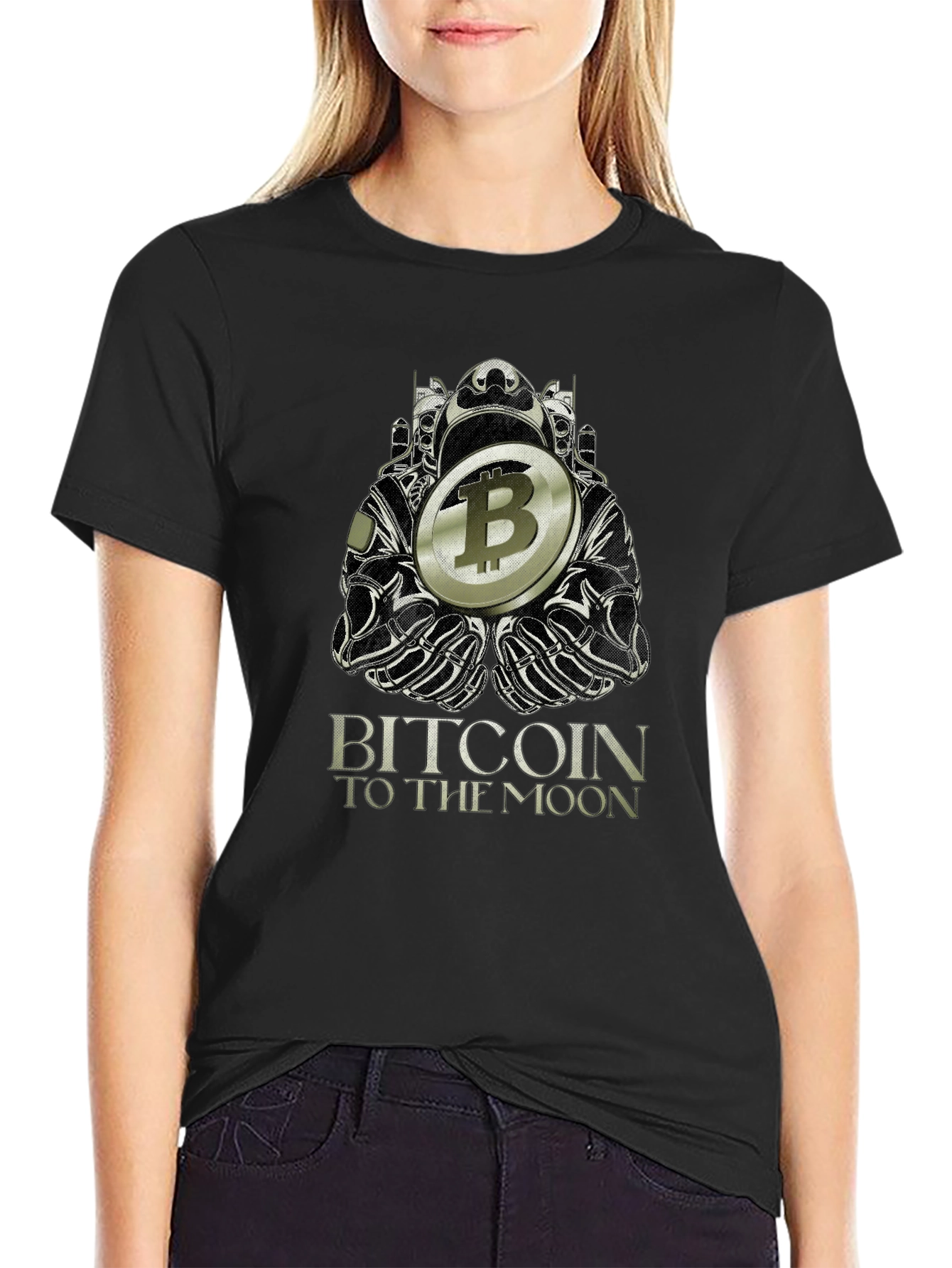 Bitcoin to the Moon Black T-Shirt Crypto Graphic Tee