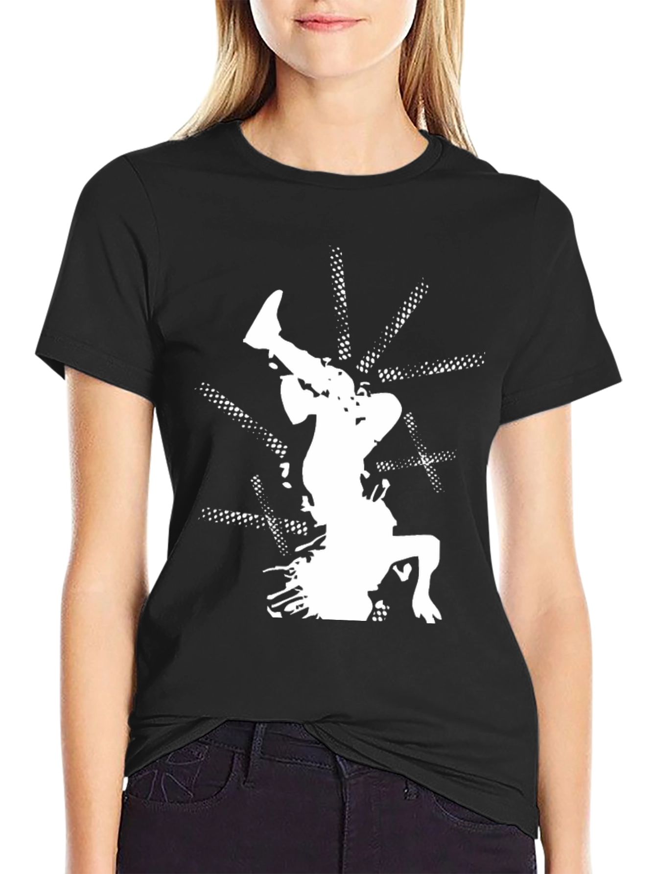 Black T-Shirt with White Graphic Design