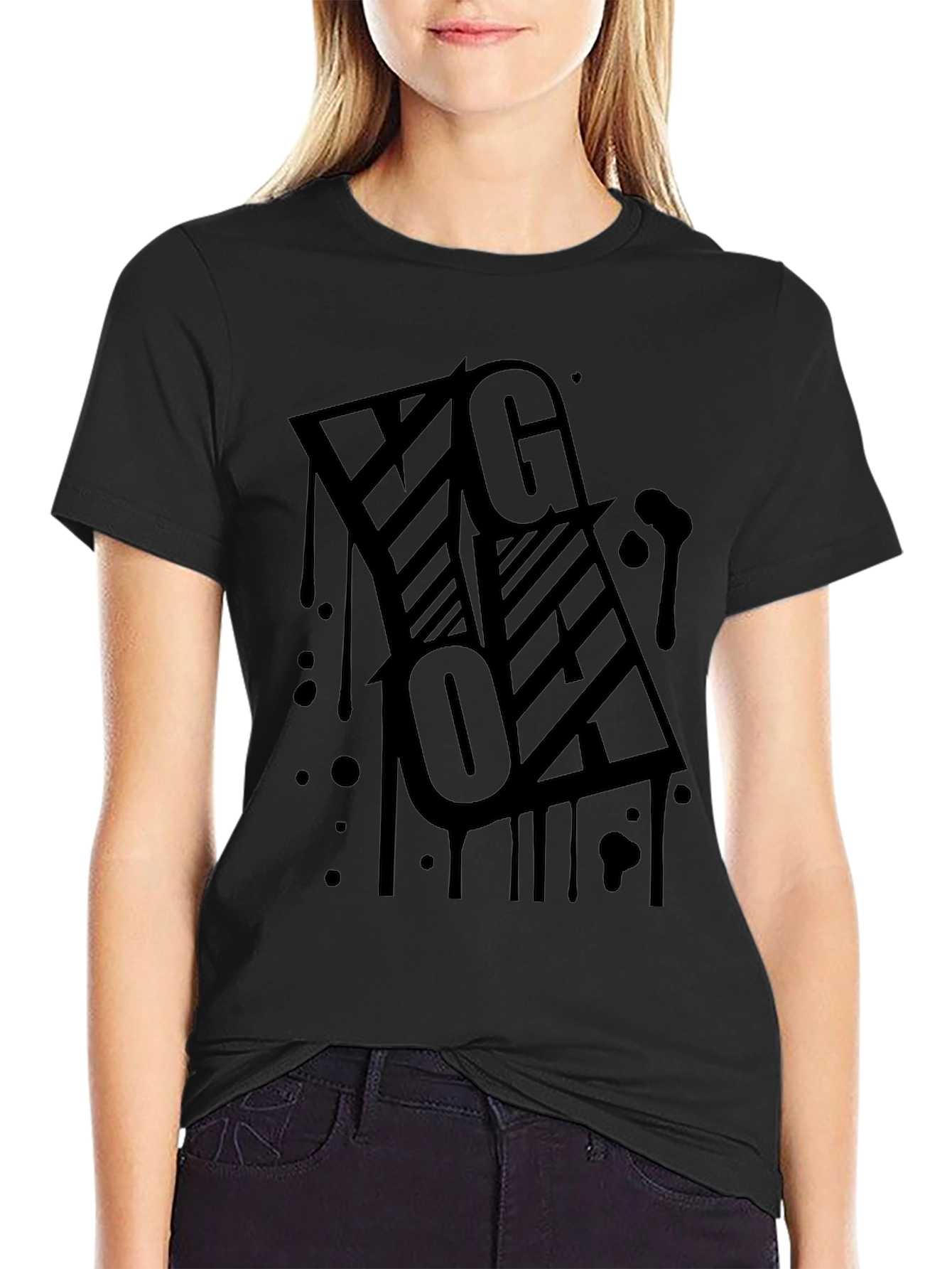 Black Graphic Print T-Shirt - Urban Style