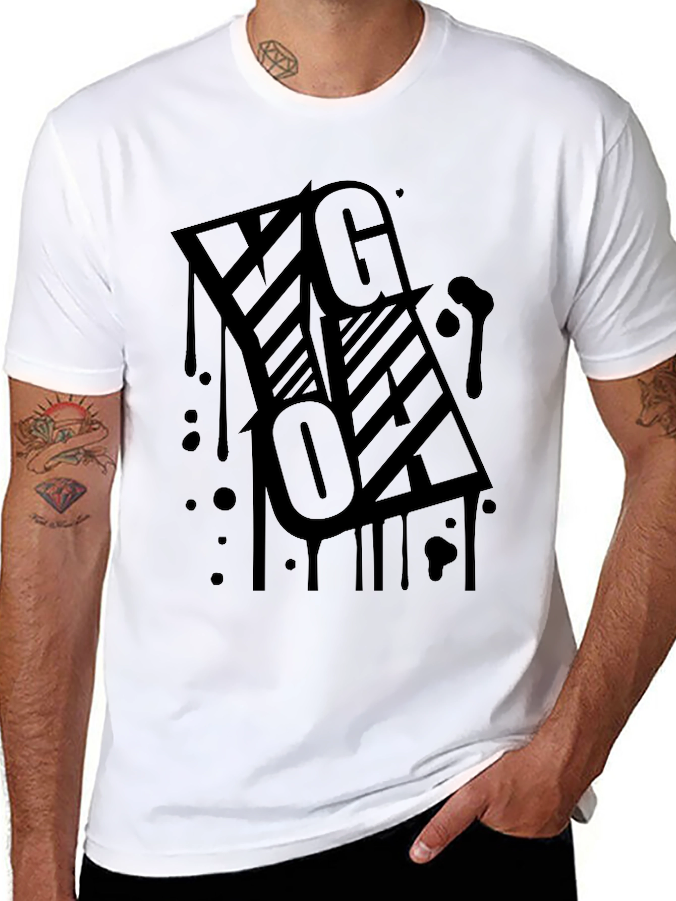 Black Graphic Print T-Shirt - Urban Style