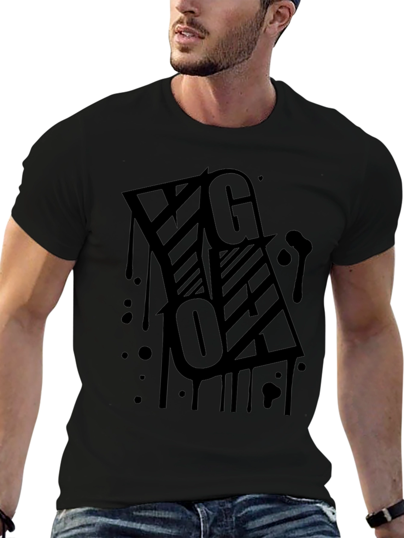 Black Graphic Print T-Shirt - Urban Style
