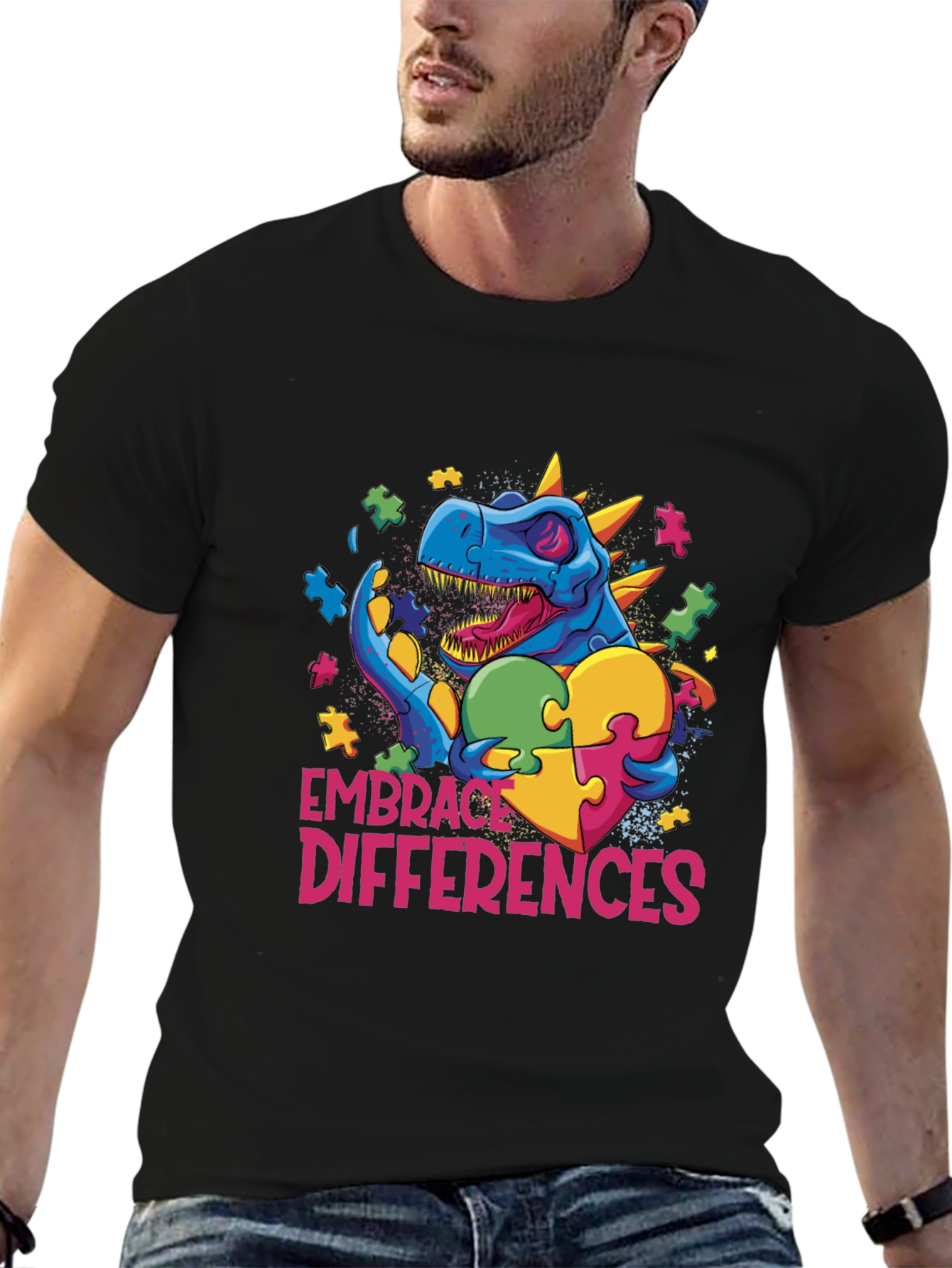 Embrace Differences Dinosaur Autism Awareness T-Shirt