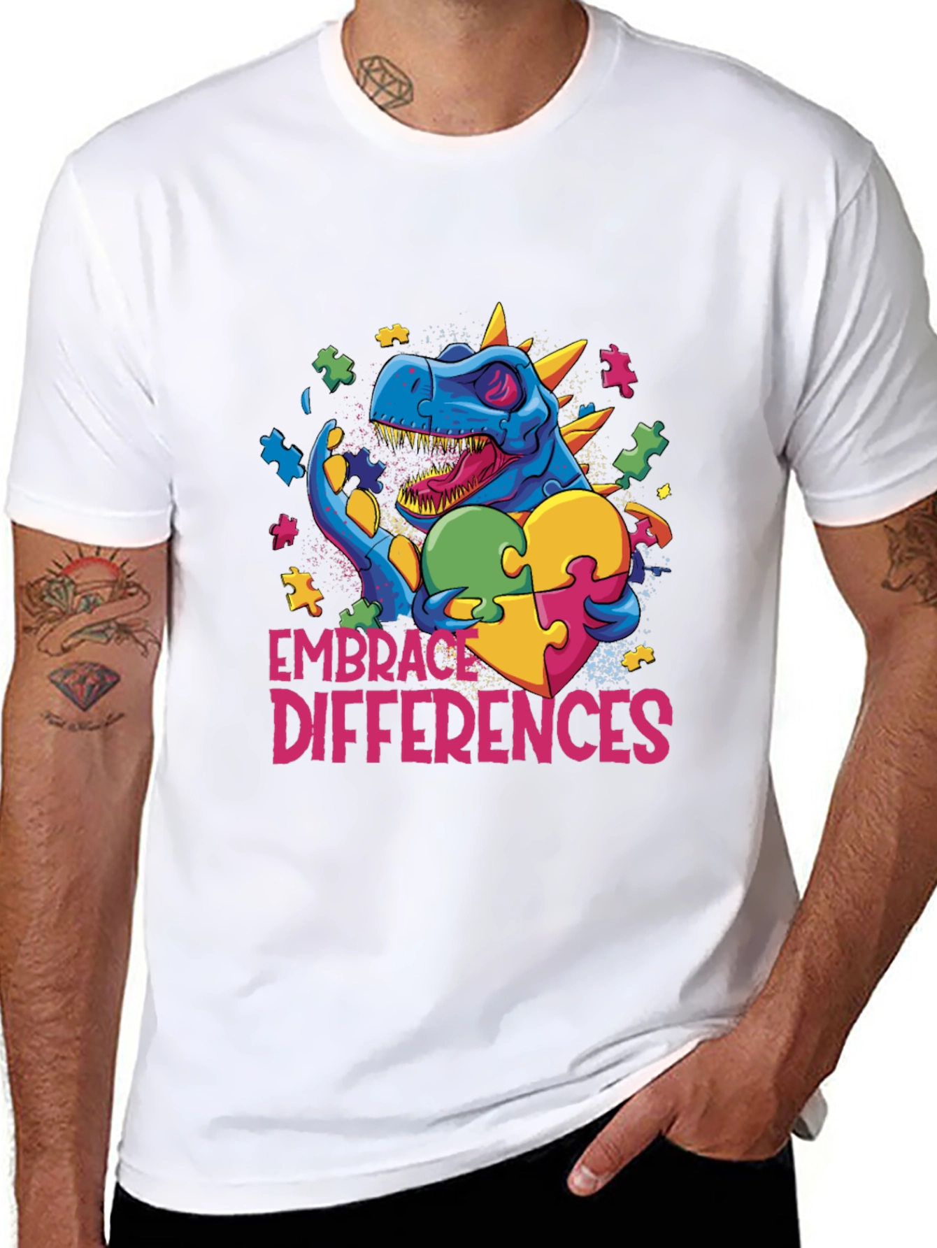 Embrace Differences Dinosaur Autism Awareness T-Shirt
