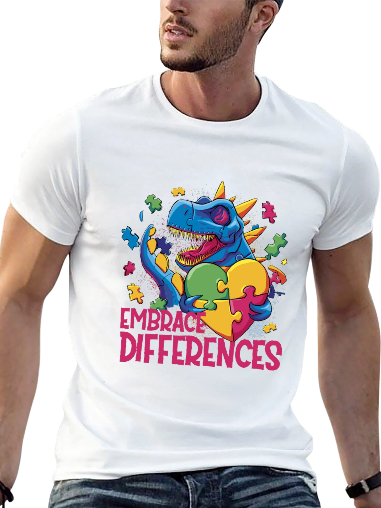 Embrace Differences Dinosaur Autism Awareness T-Shirt