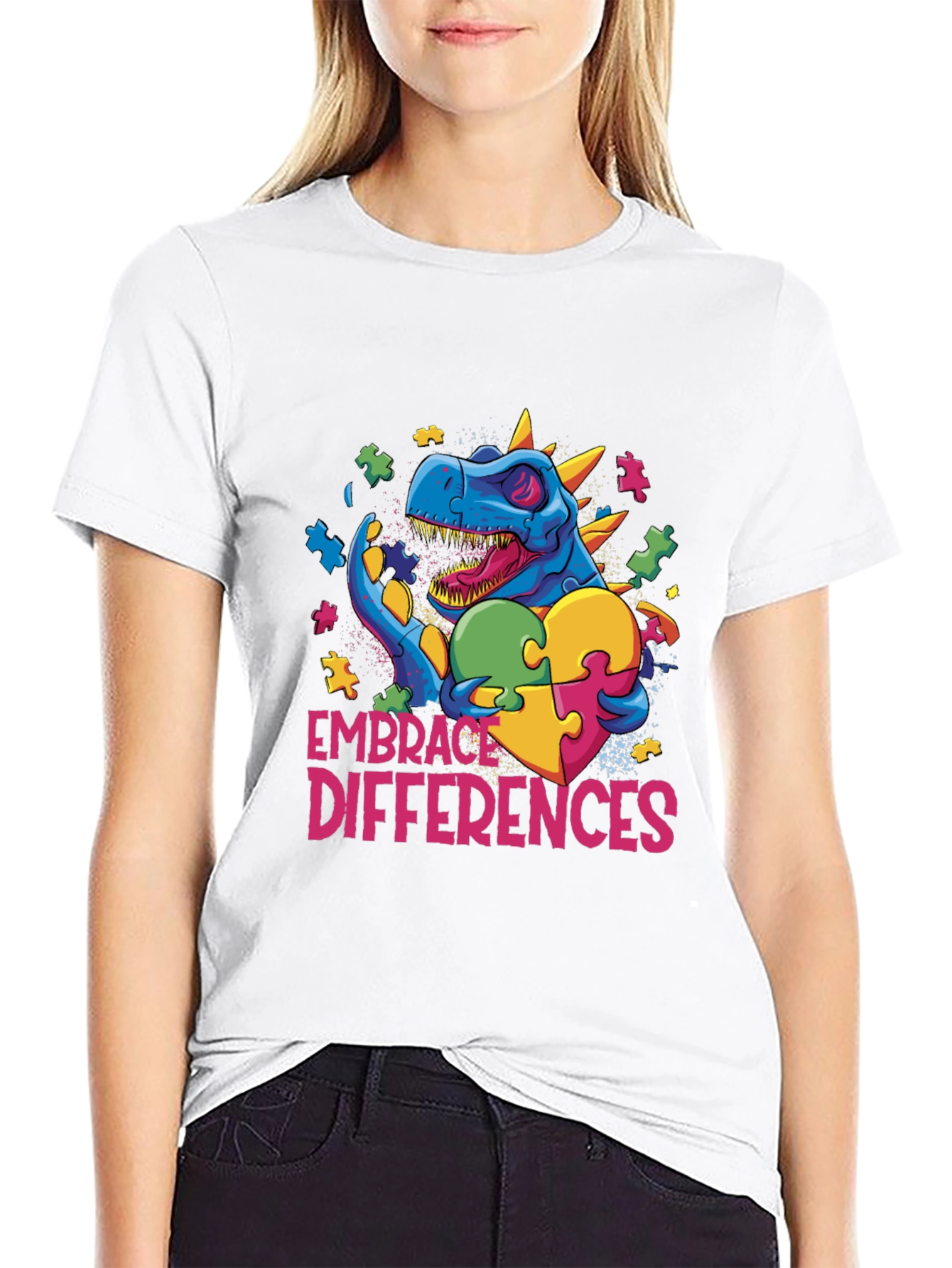 Embrace Differences Dinosaur Autism Awareness T-Shirt