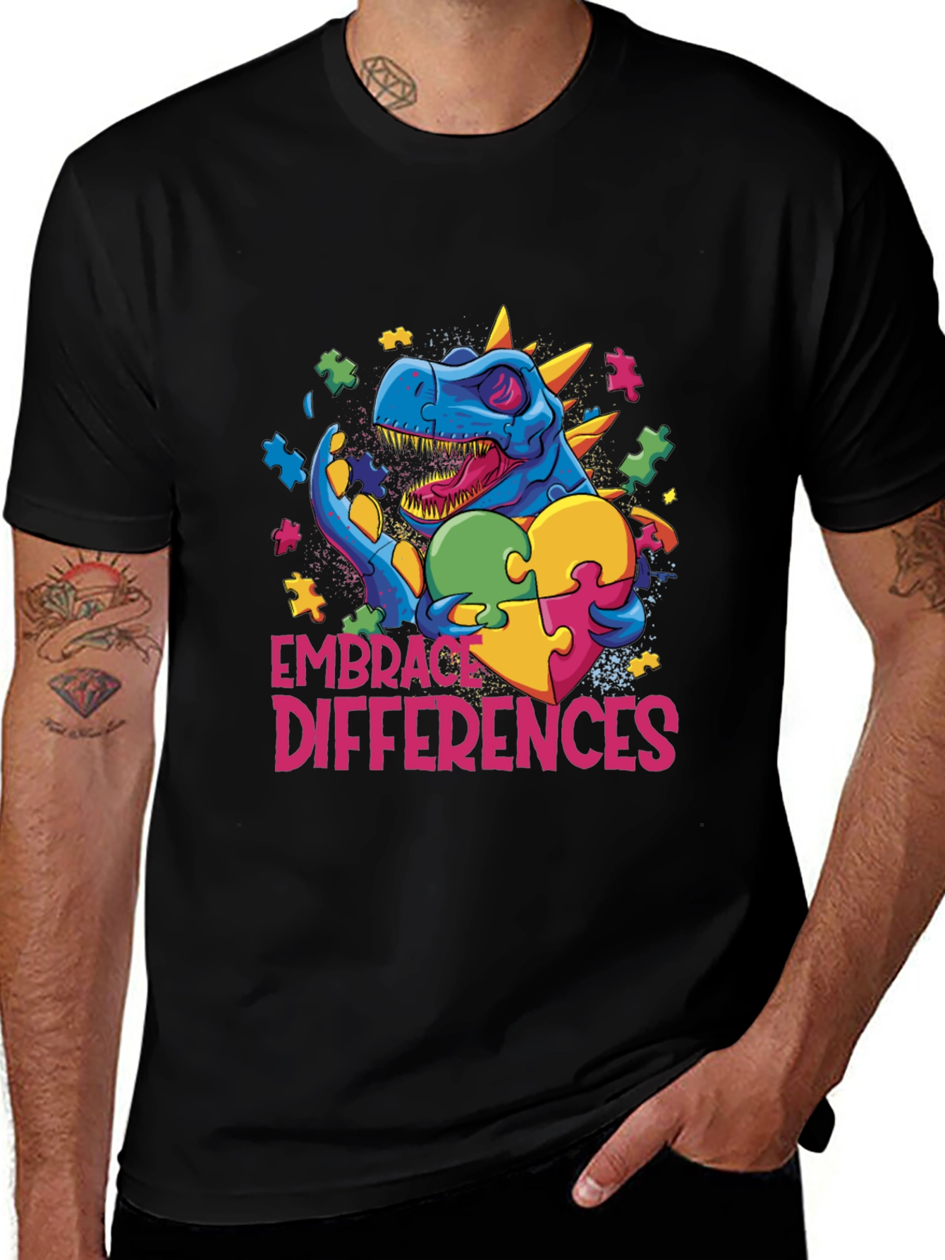Embrace Differences Dinosaur Autism Awareness T-Shirt