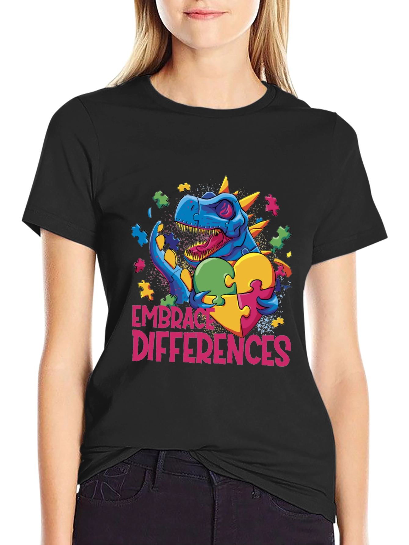 Embrace Differences Dinosaur Autism Awareness T-Shirt