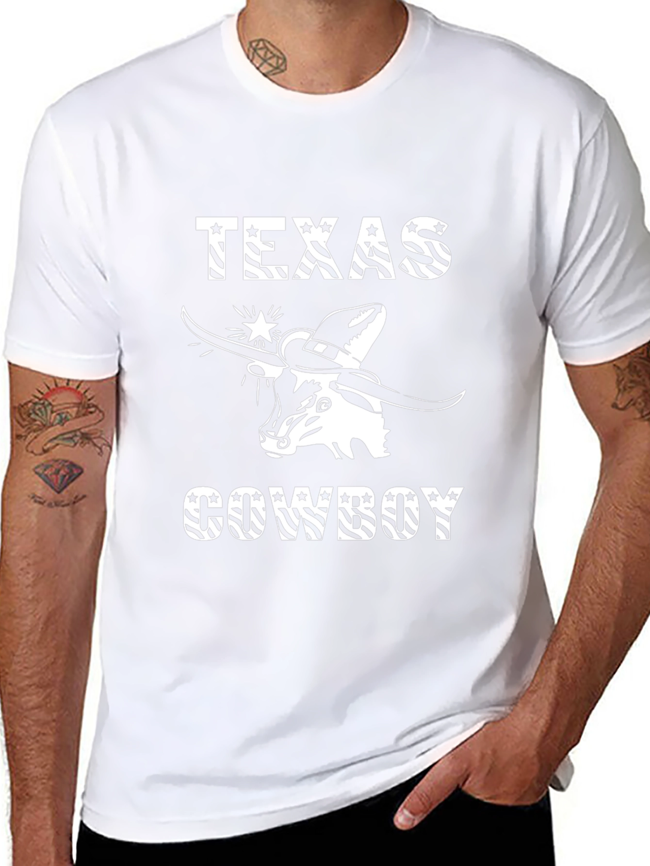 Texas Cowboy Graphic T-Shirt - Black