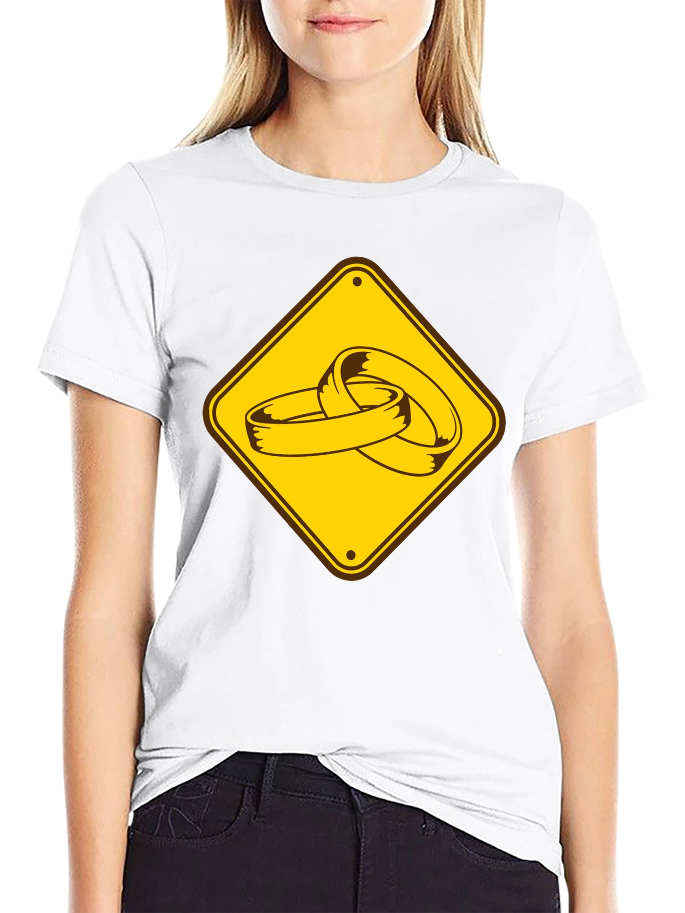 Wedding Ring Crossing Sign Graphic Tee