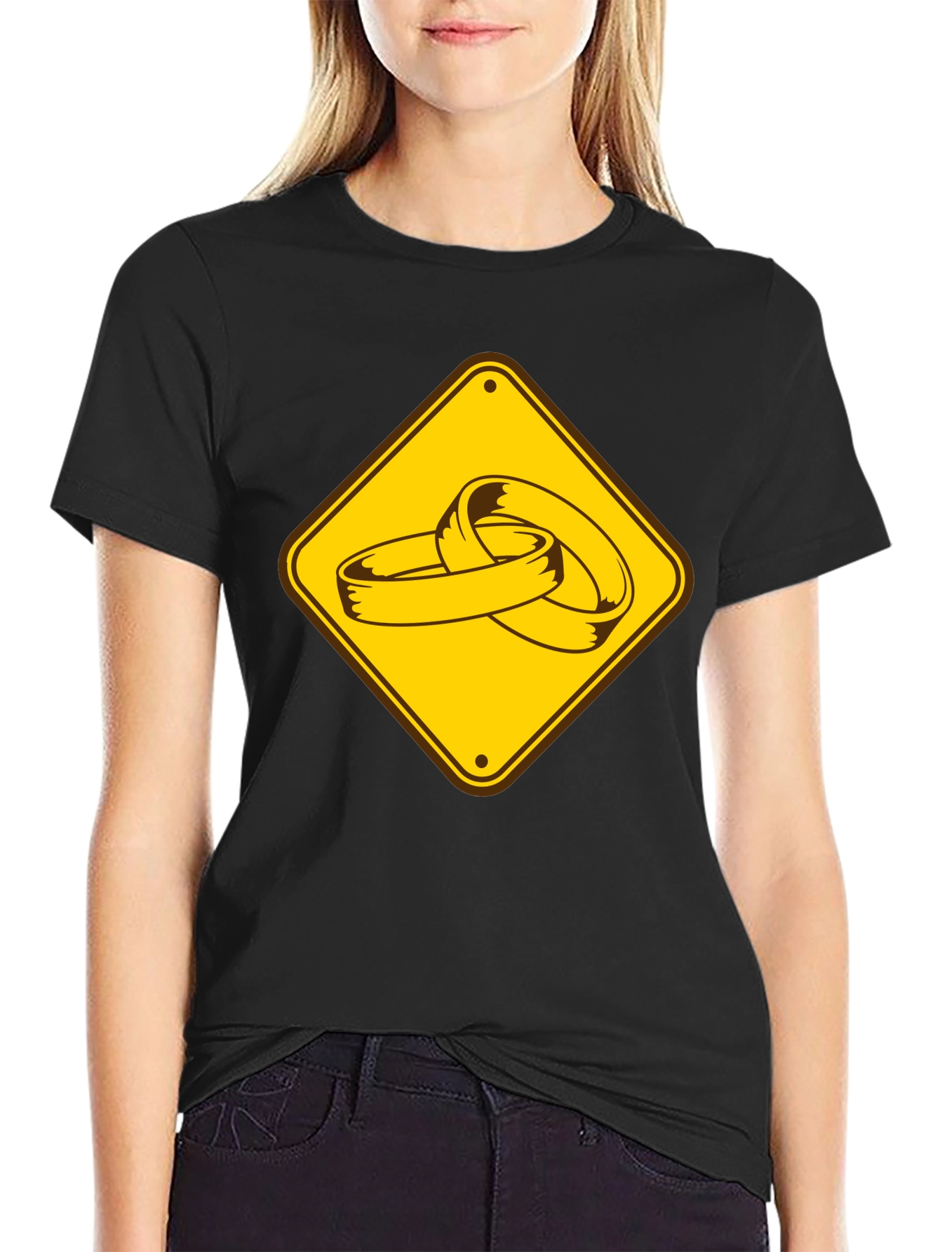 Wedding Ring Crossing Sign Graphic Tee