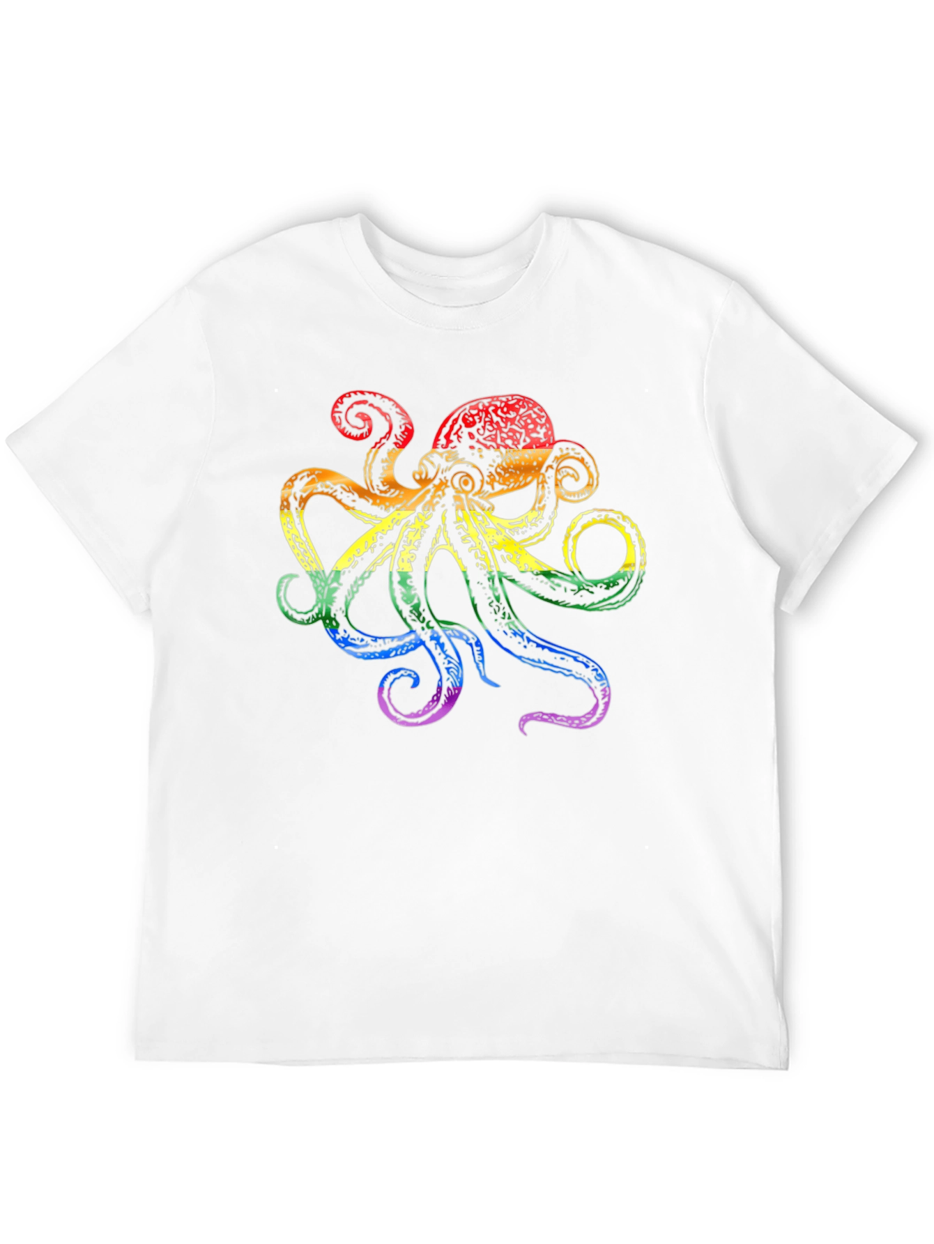 Rainbow Octopus Graphic Tee - Black Cotton T-Shirt