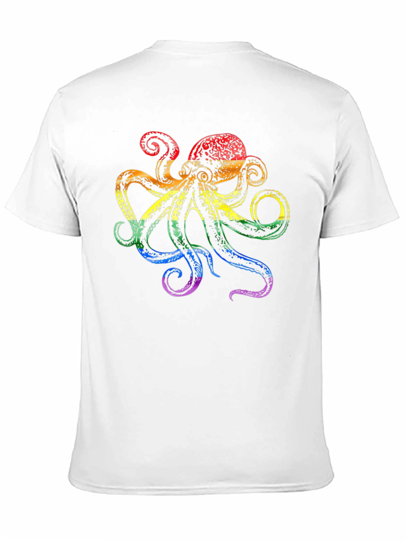 Rainbow Octopus Graphic Tee - Black Cotton T-Shirt