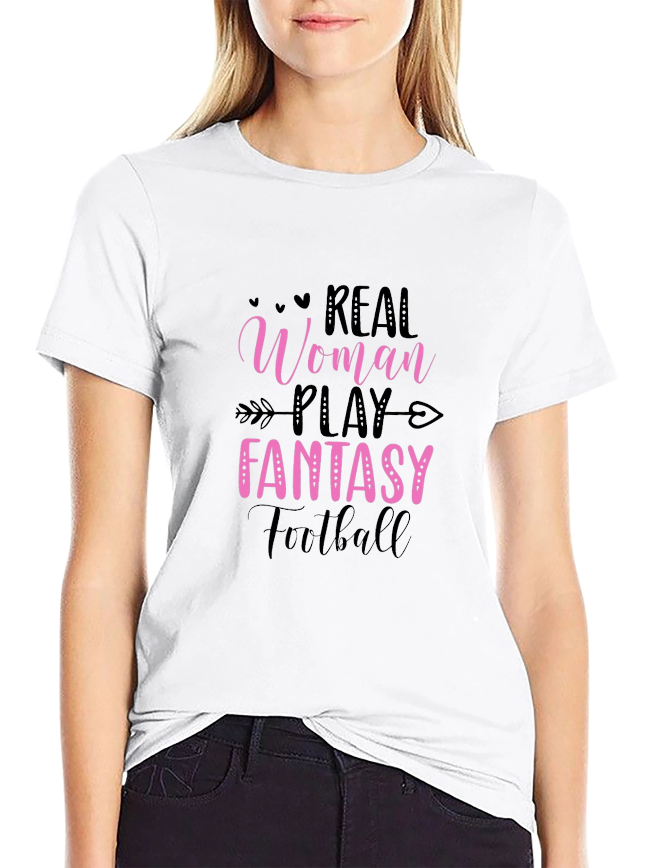 Real Women Play Fantasy Football Black Tee