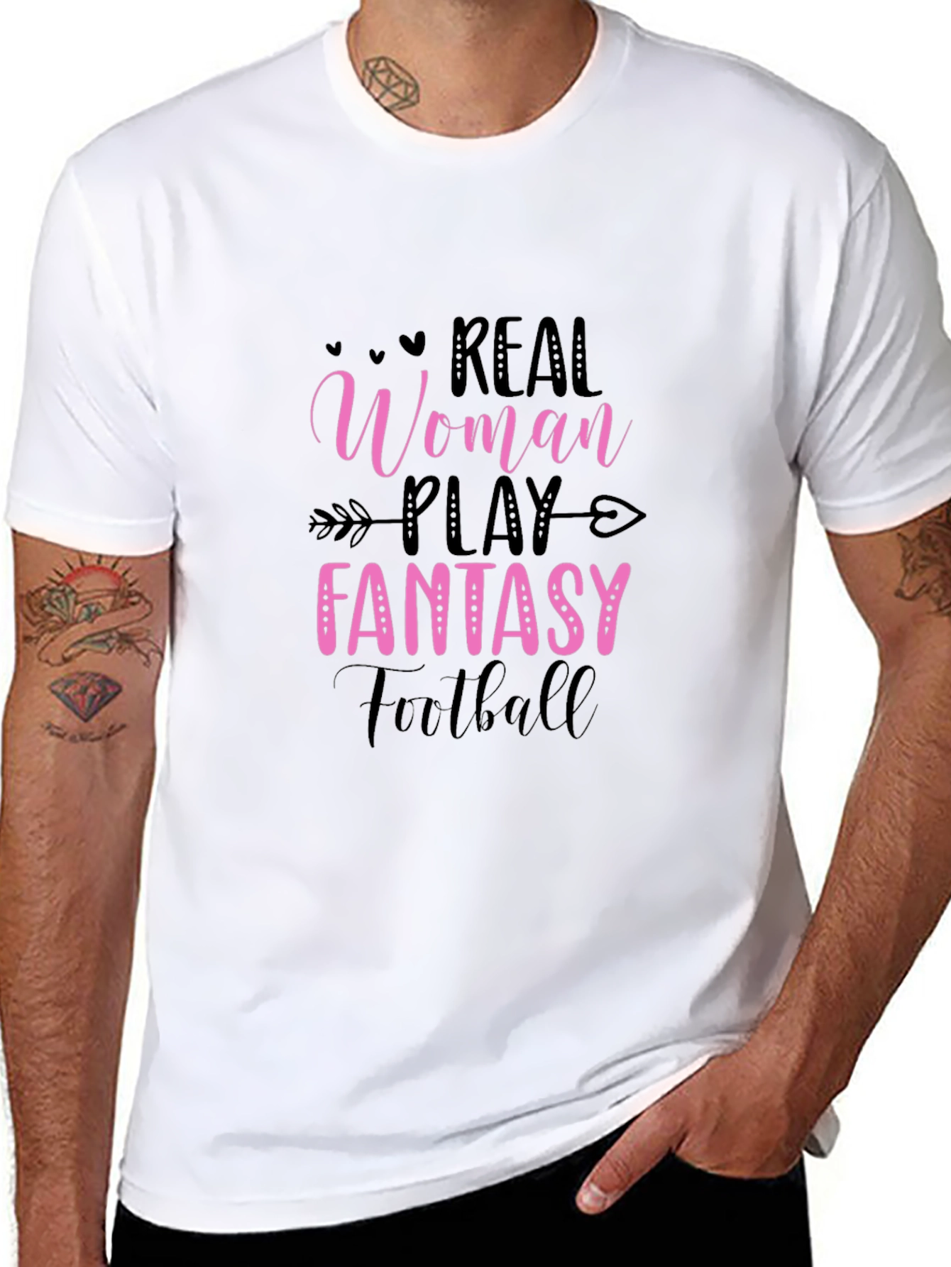 Real Women Play Fantasy Football Black Tee