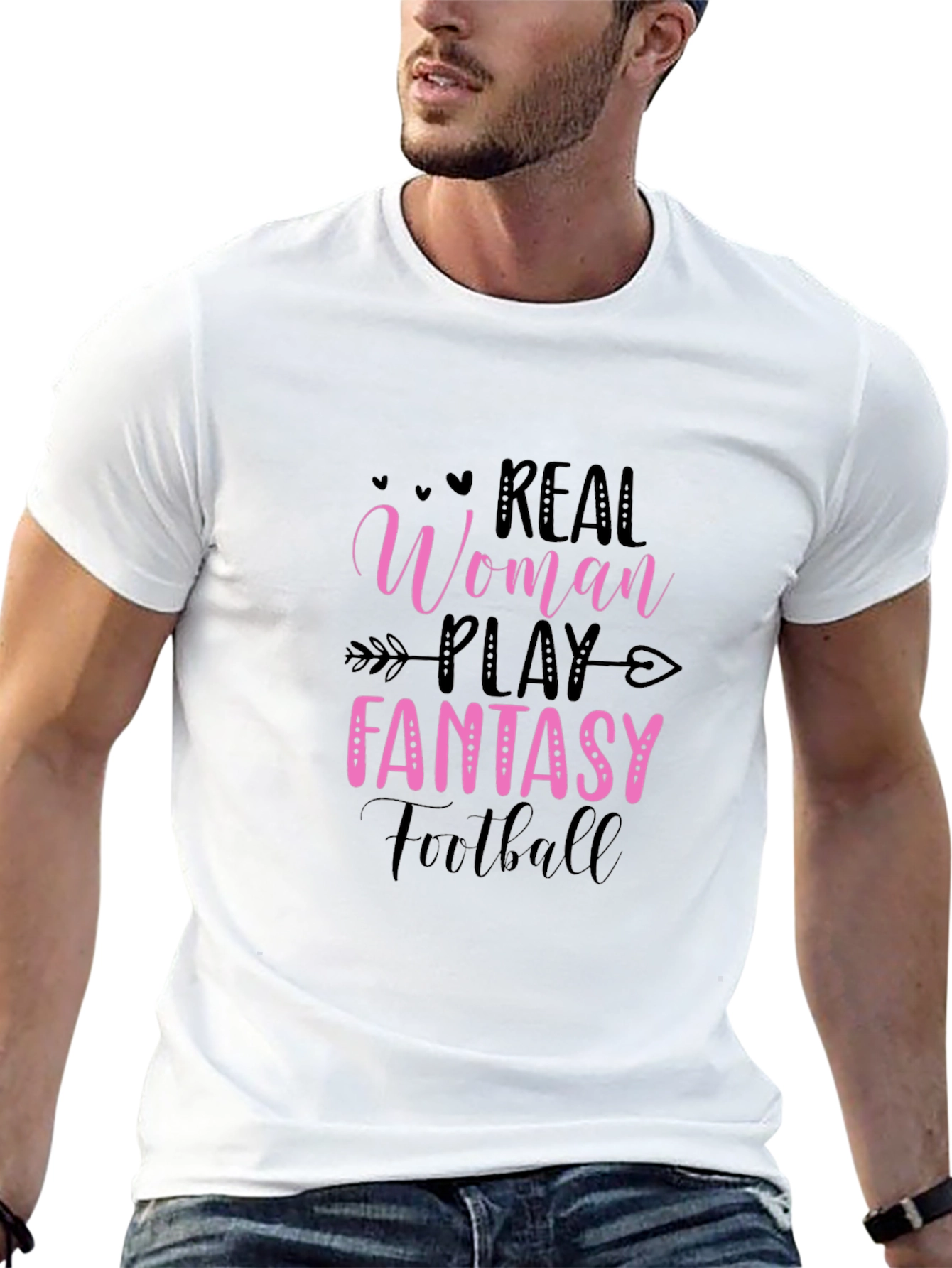 Real Women Play Fantasy Football Black Tee