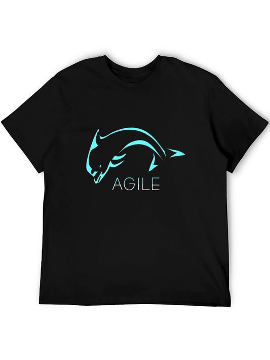 Agile Dolphin Graphic T-Shirt - Black Cotton