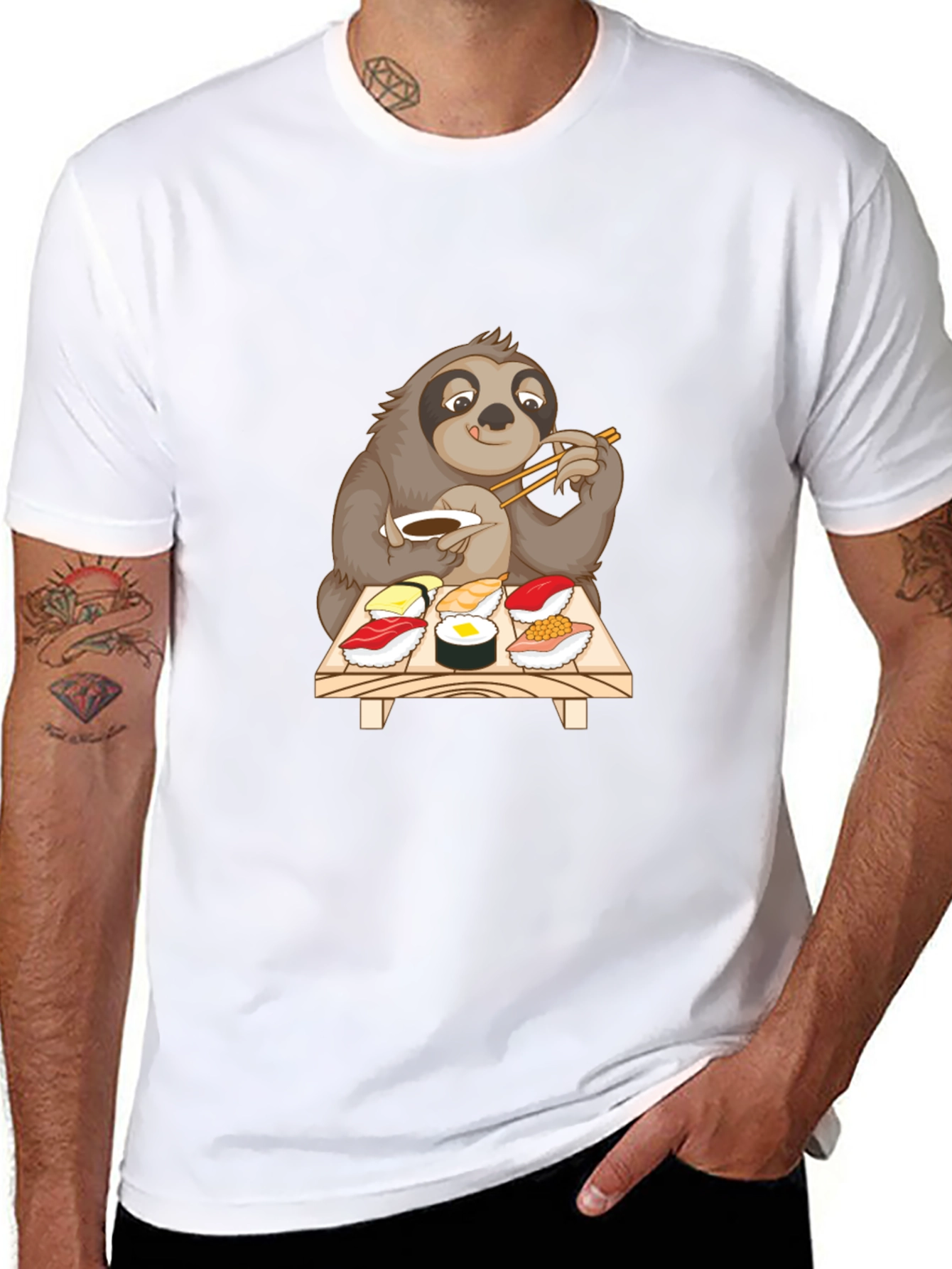 Sloth Sushi Lover T-Shirt - Cute Cartoon Design