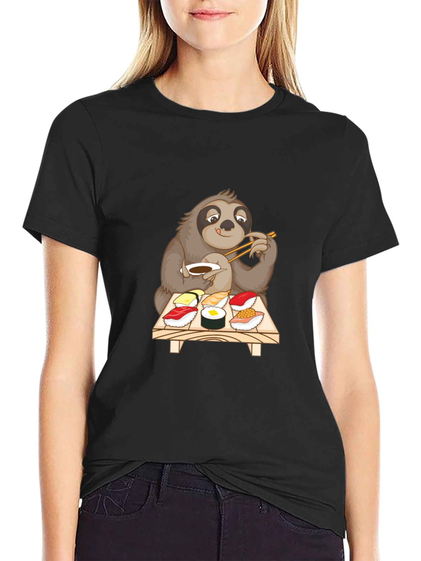 Sloth Sushi Lover T-Shirt - Cute Cartoon Design