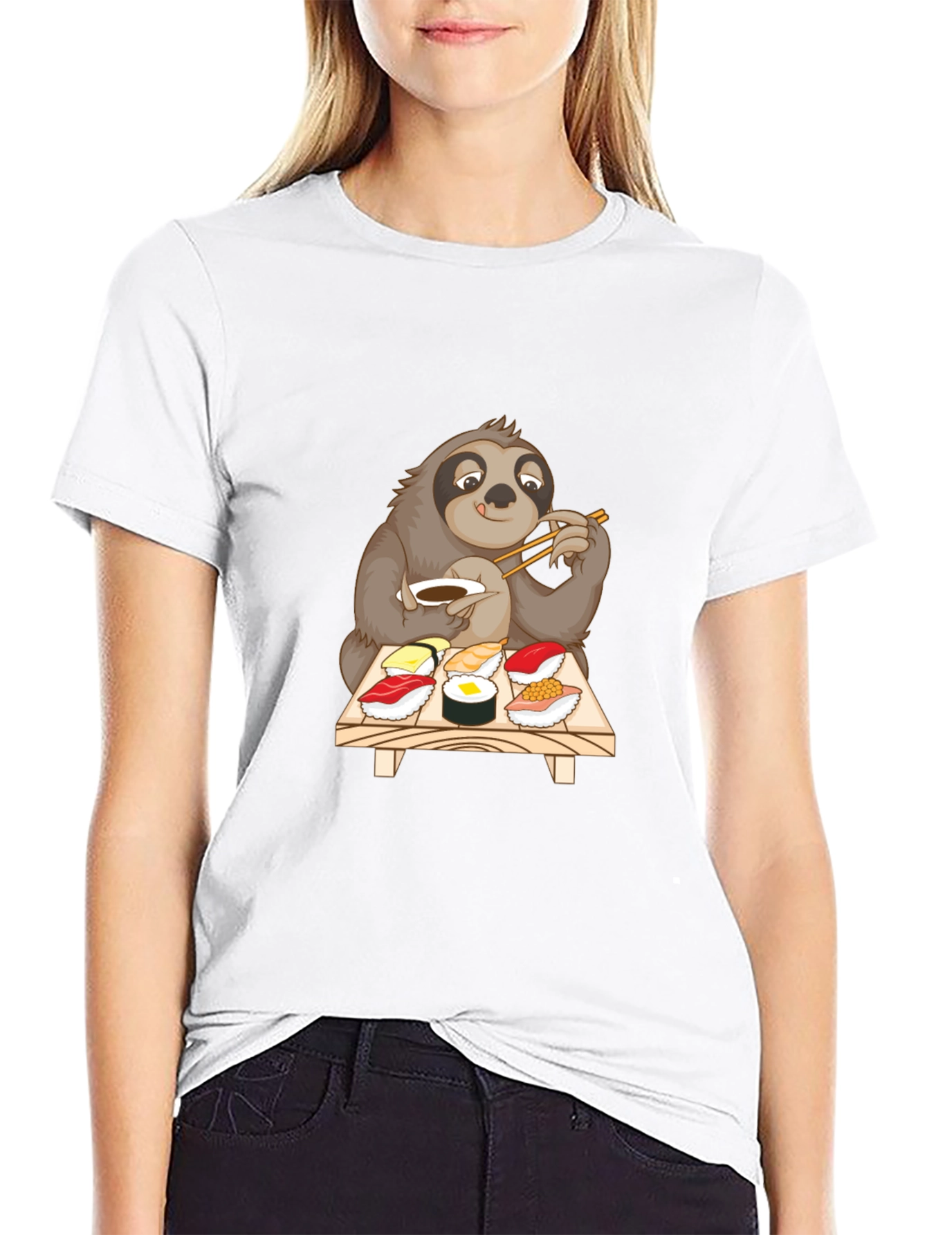Sloth Sushi Lover T-Shirt - Cute Cartoon Design