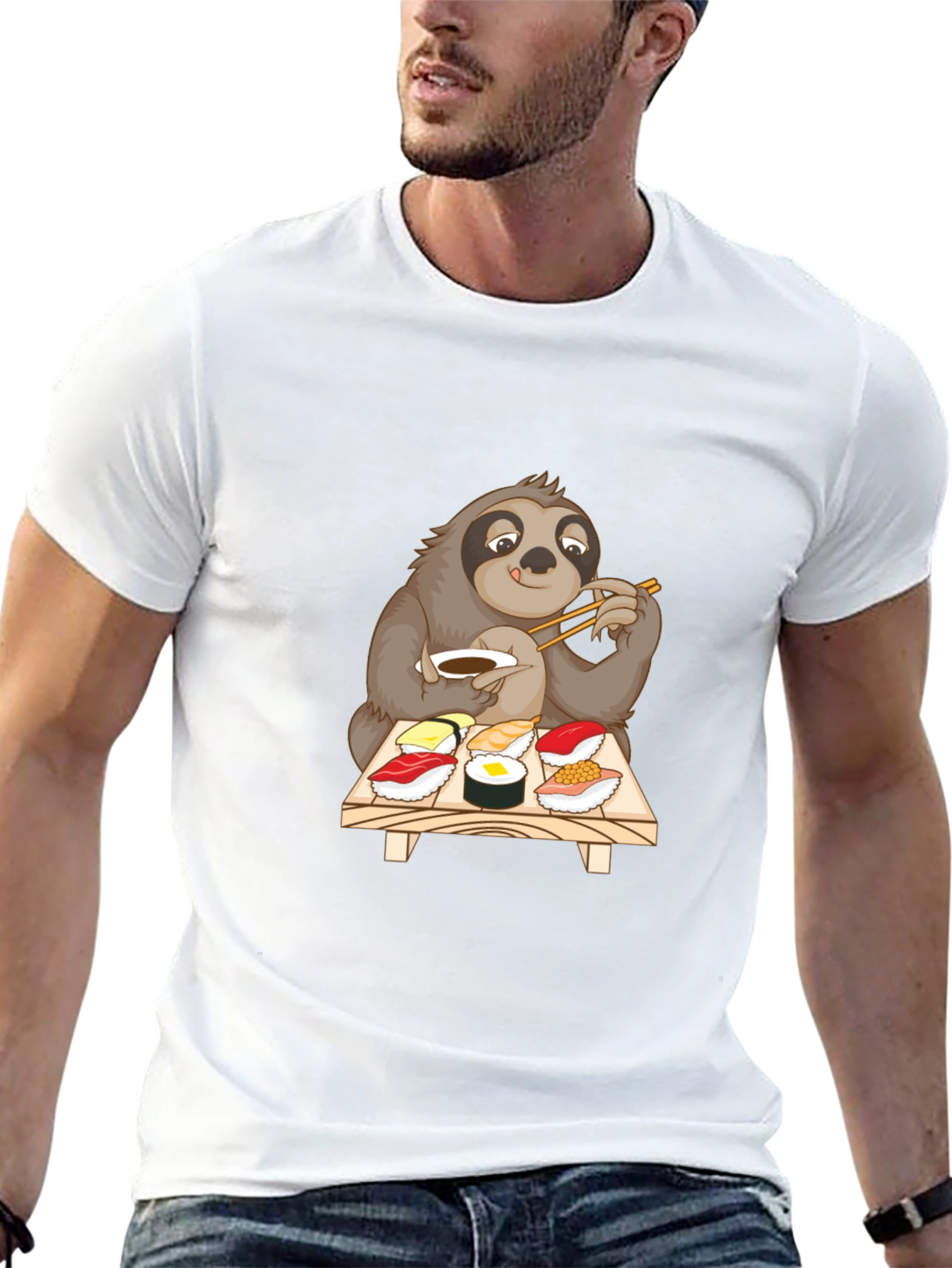 Sloth Sushi Lover T-Shirt - Cute Cartoon Design