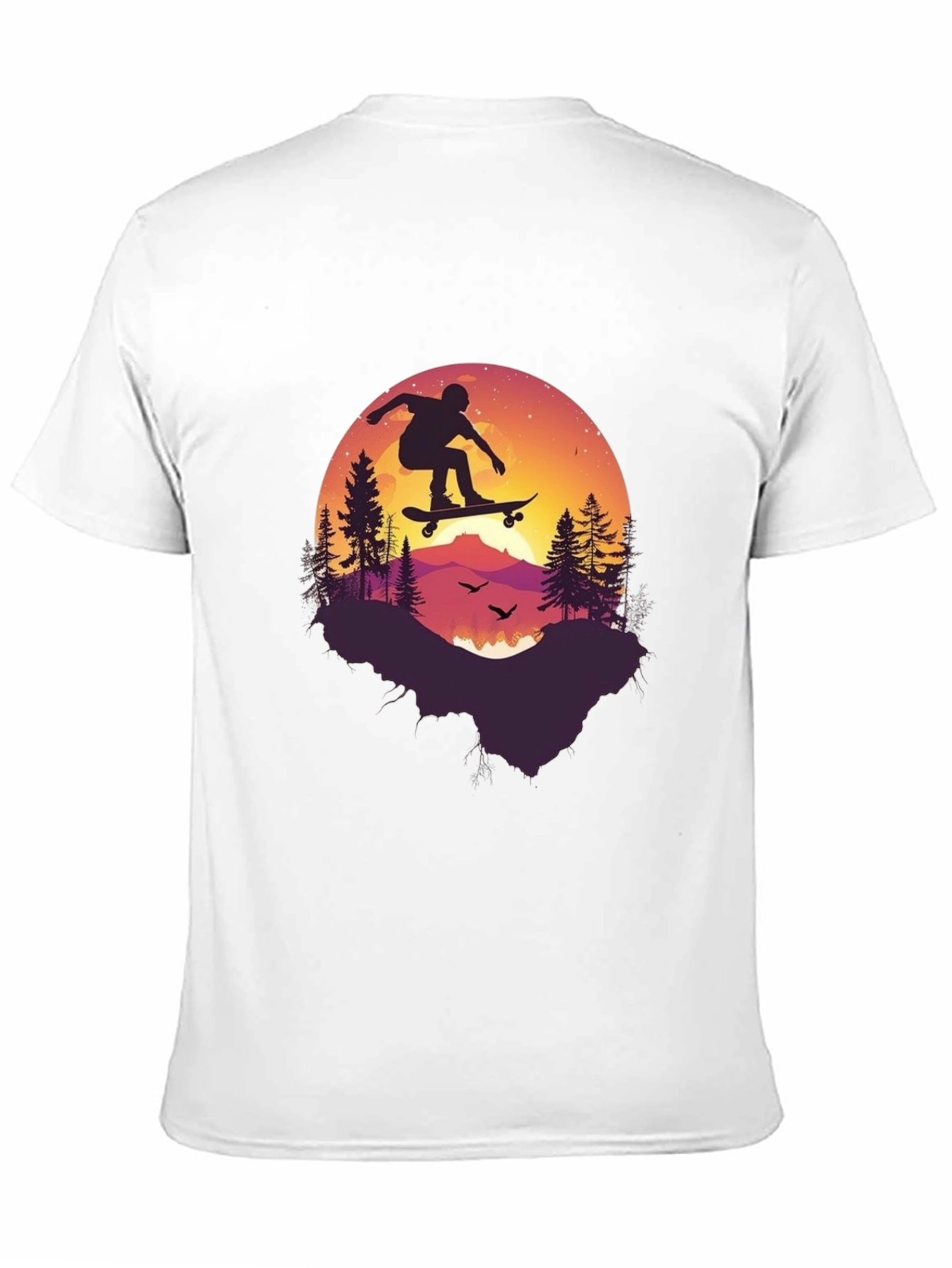 Skateboarding Silhouette Graphic Tee - Black Cotton Blend