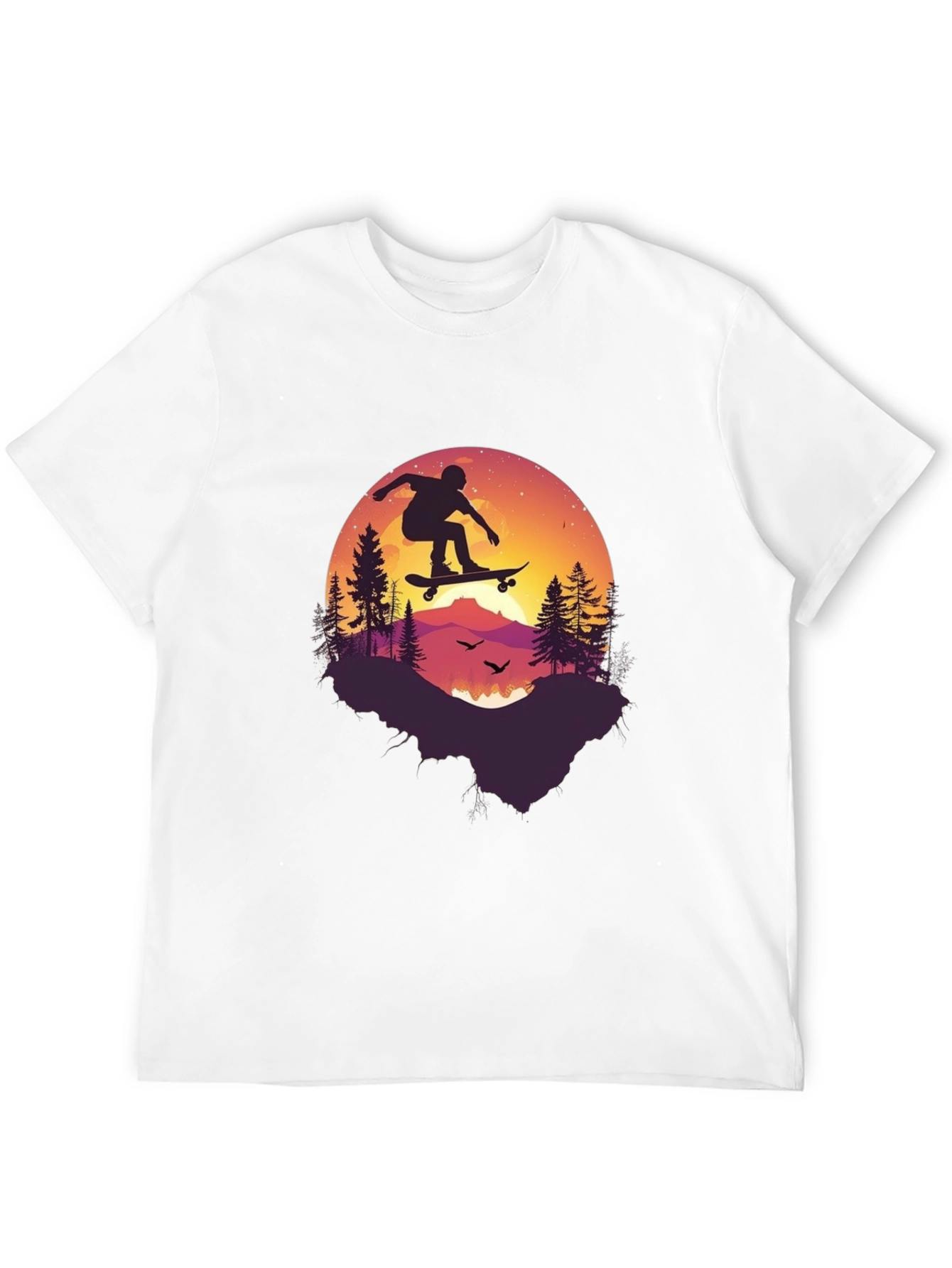 Skateboarding Silhouette Graphic Tee - Black Cotton Blend