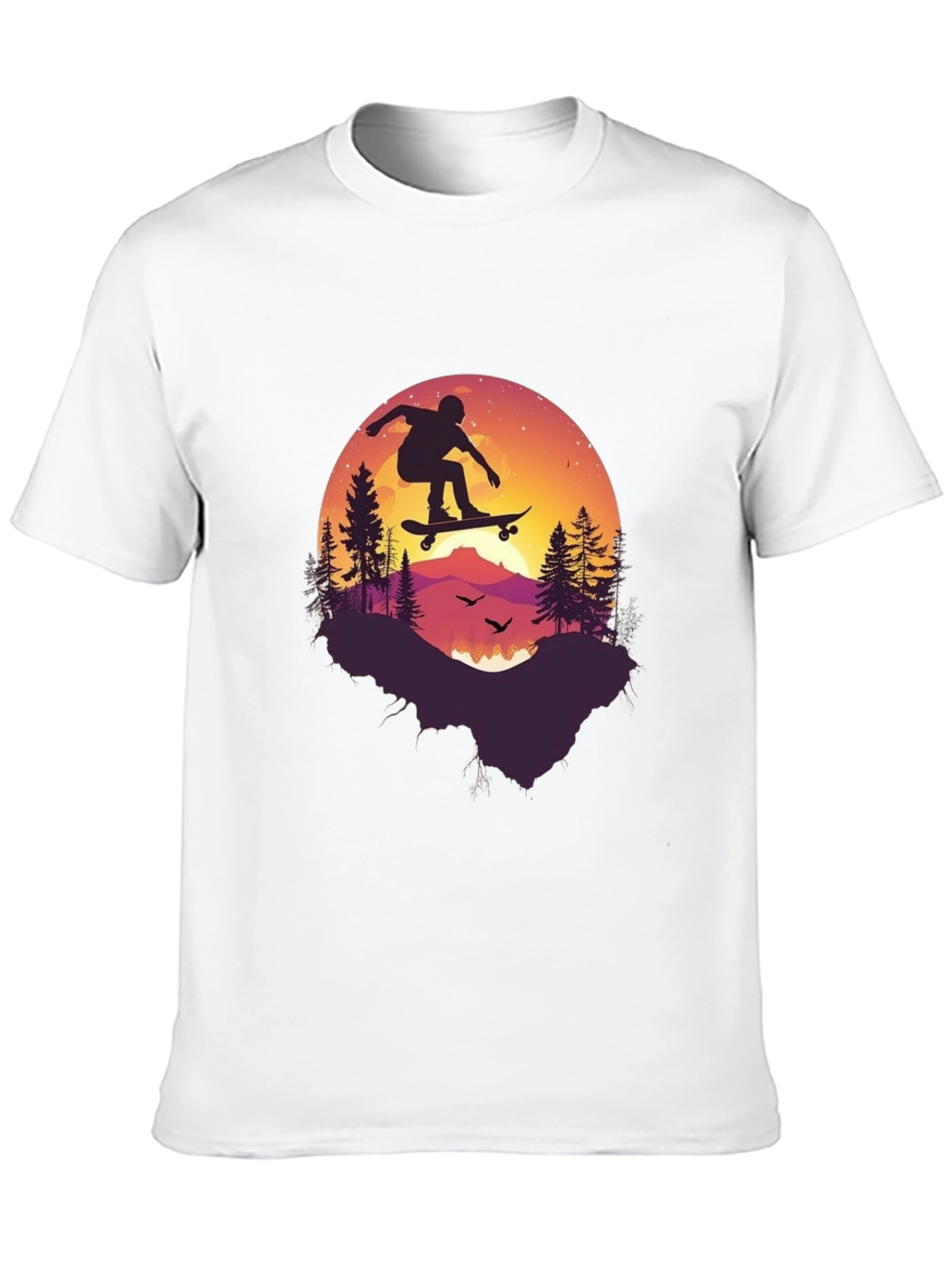 Skateboarding Silhouette Graphic Tee - Black Cotton Blend