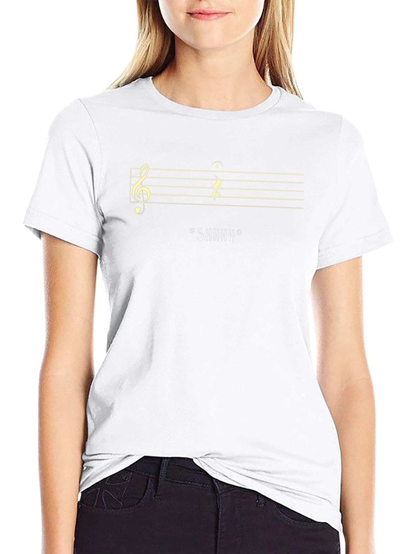 Shhh Music T-Shirt - Clever Treble Clef Rest Design