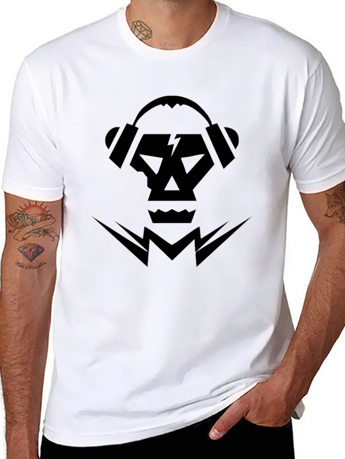 Skull Headphones Graphic Tee - Cool Design