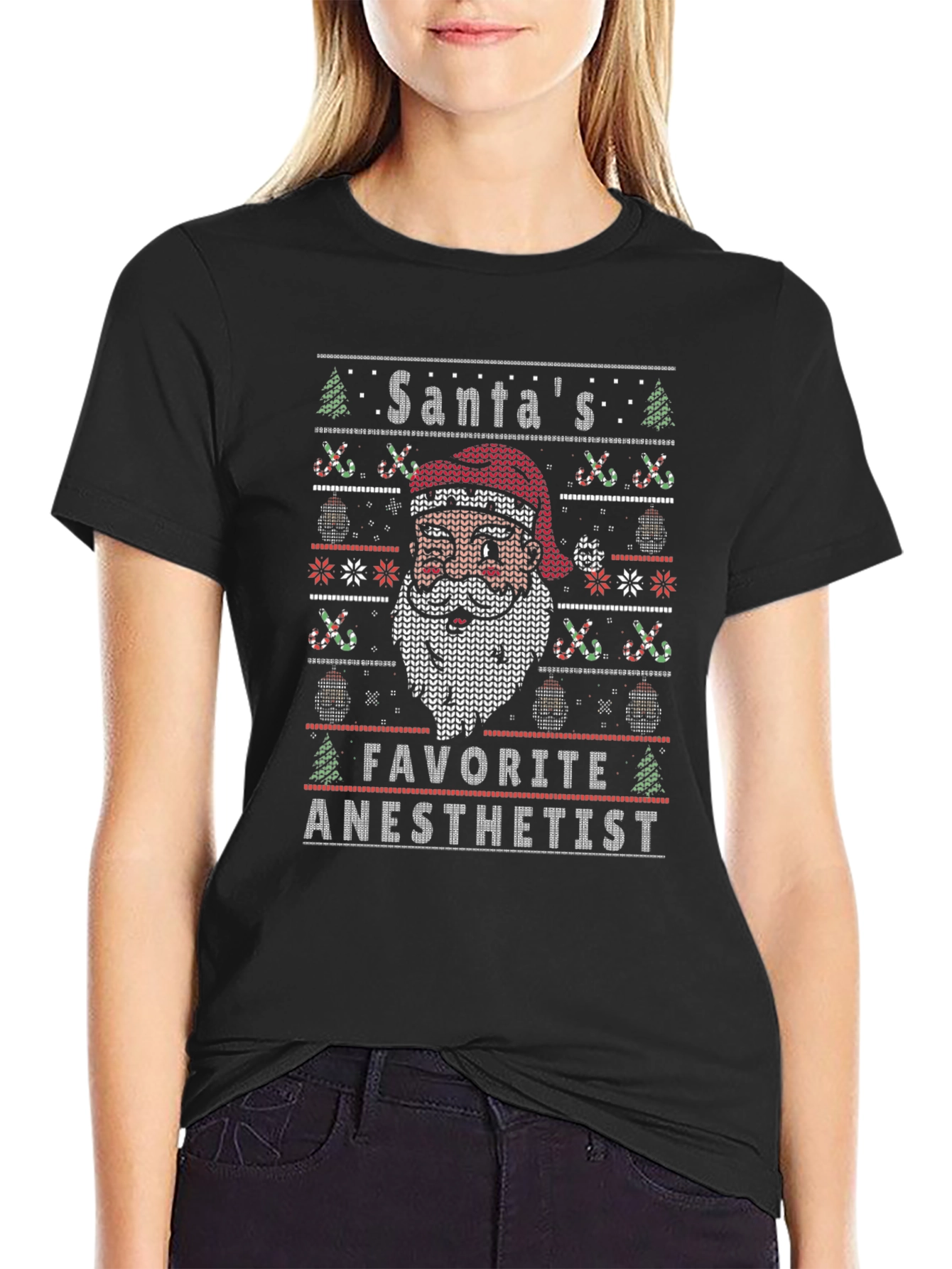 Santas Favorite Anesthetist Ugly Christmas Sweater T-Shirt