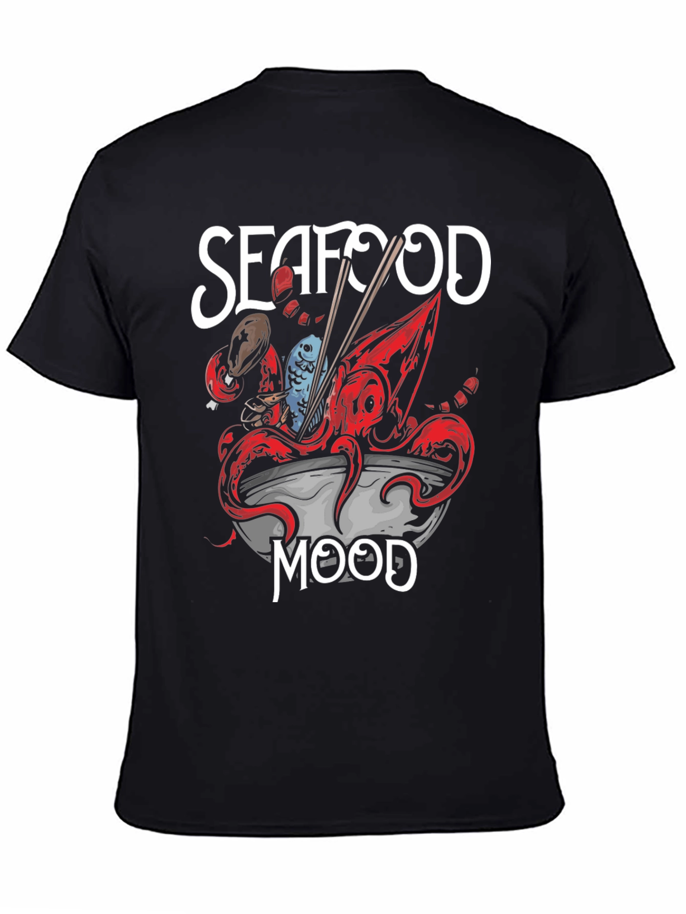 Seafood Mood Graphic T-Shirt - Black