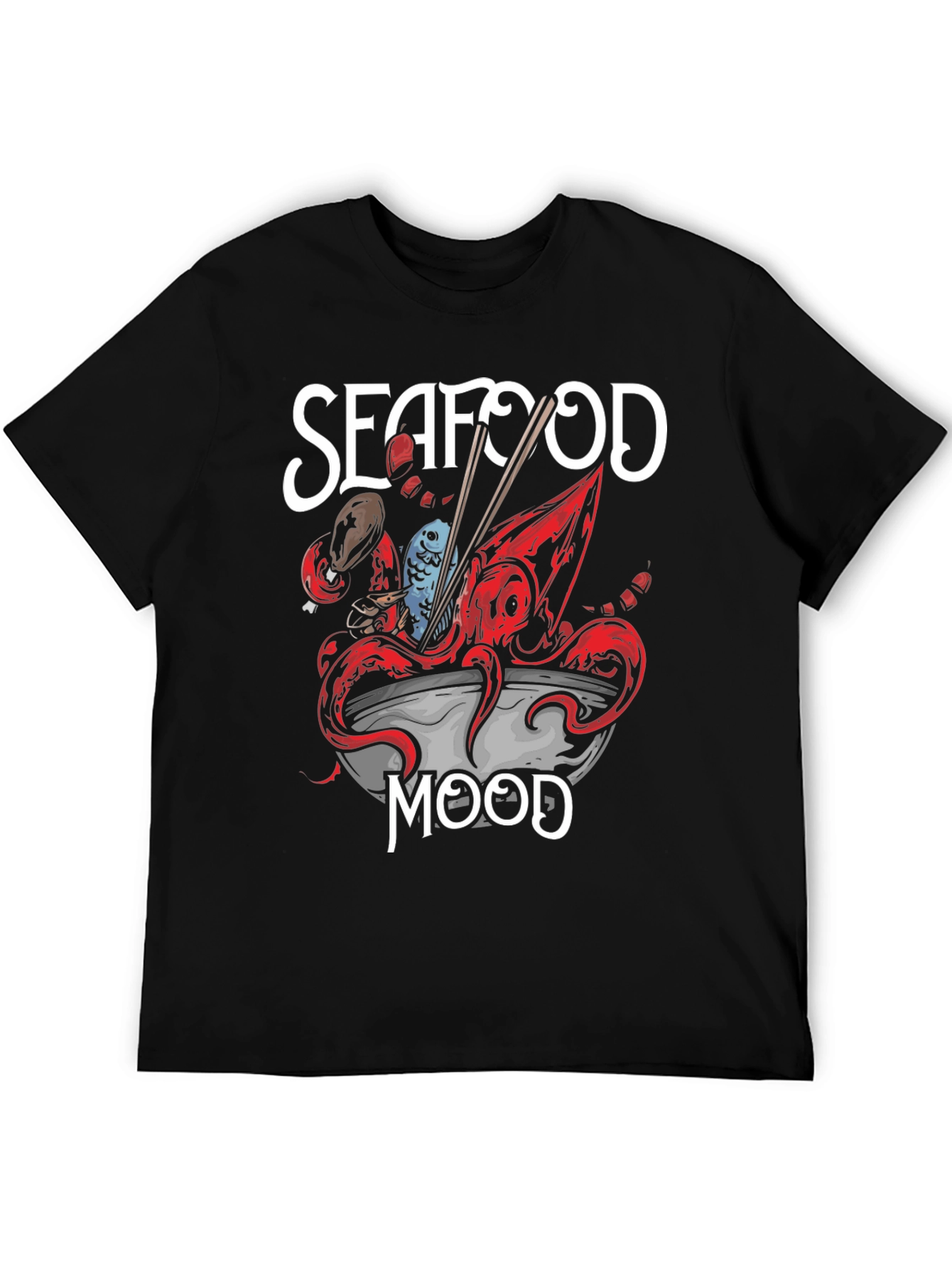 Seafood Mood Graphic T-Shirt - Black