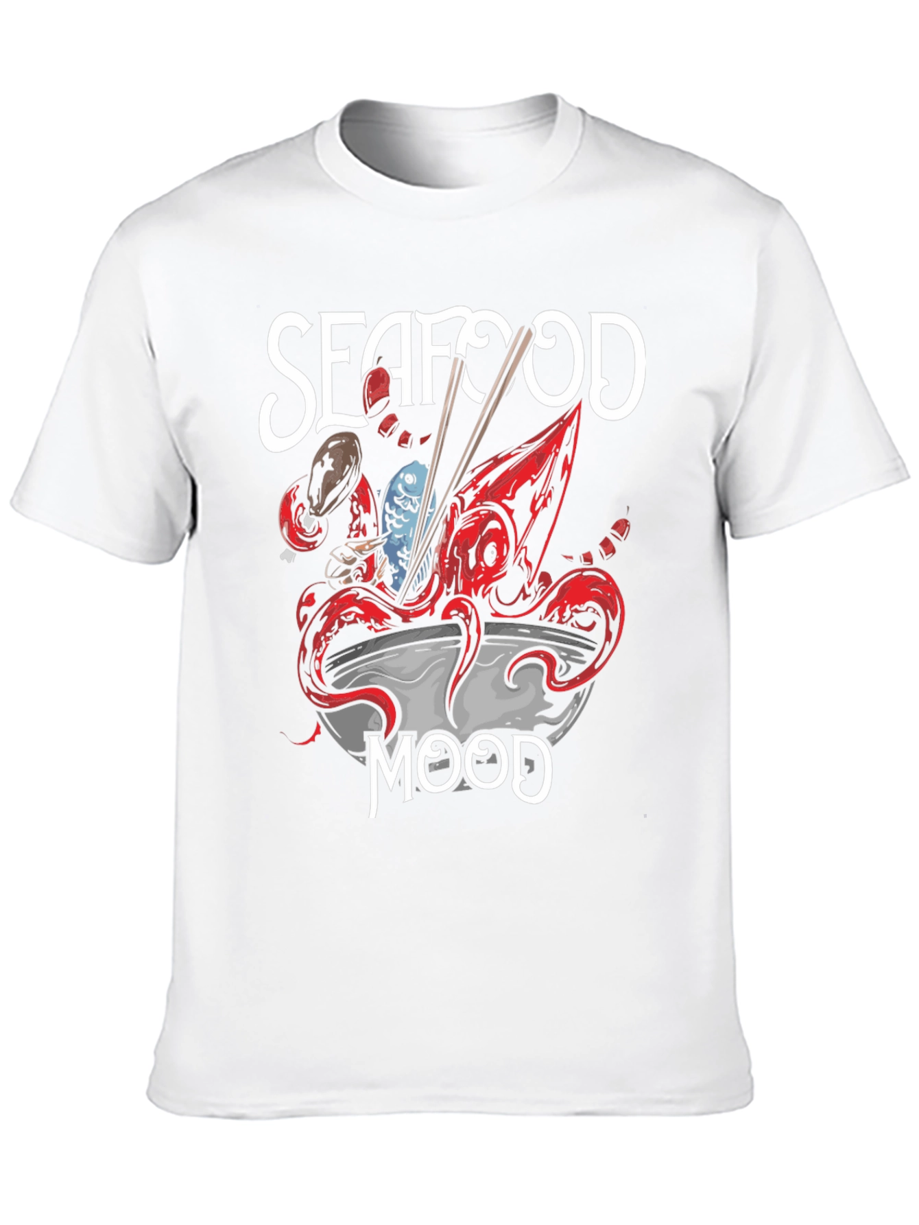 Seafood Mood Graphic T-Shirt - Black