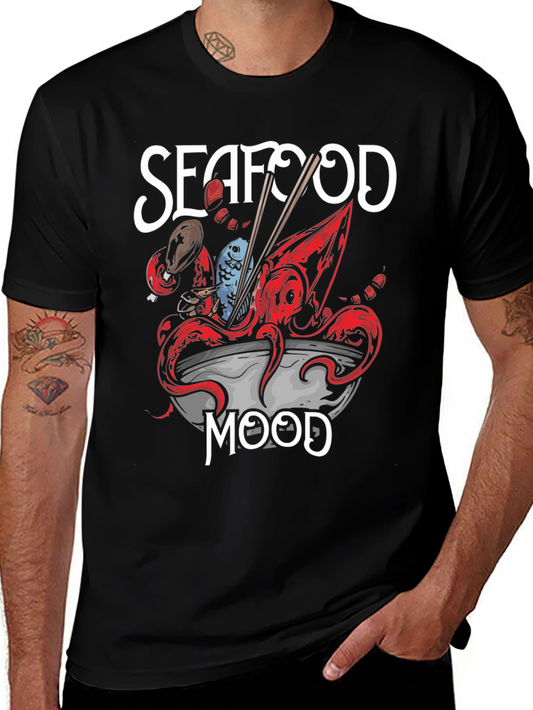 Seafood Mood Graphic T-Shirt - Black