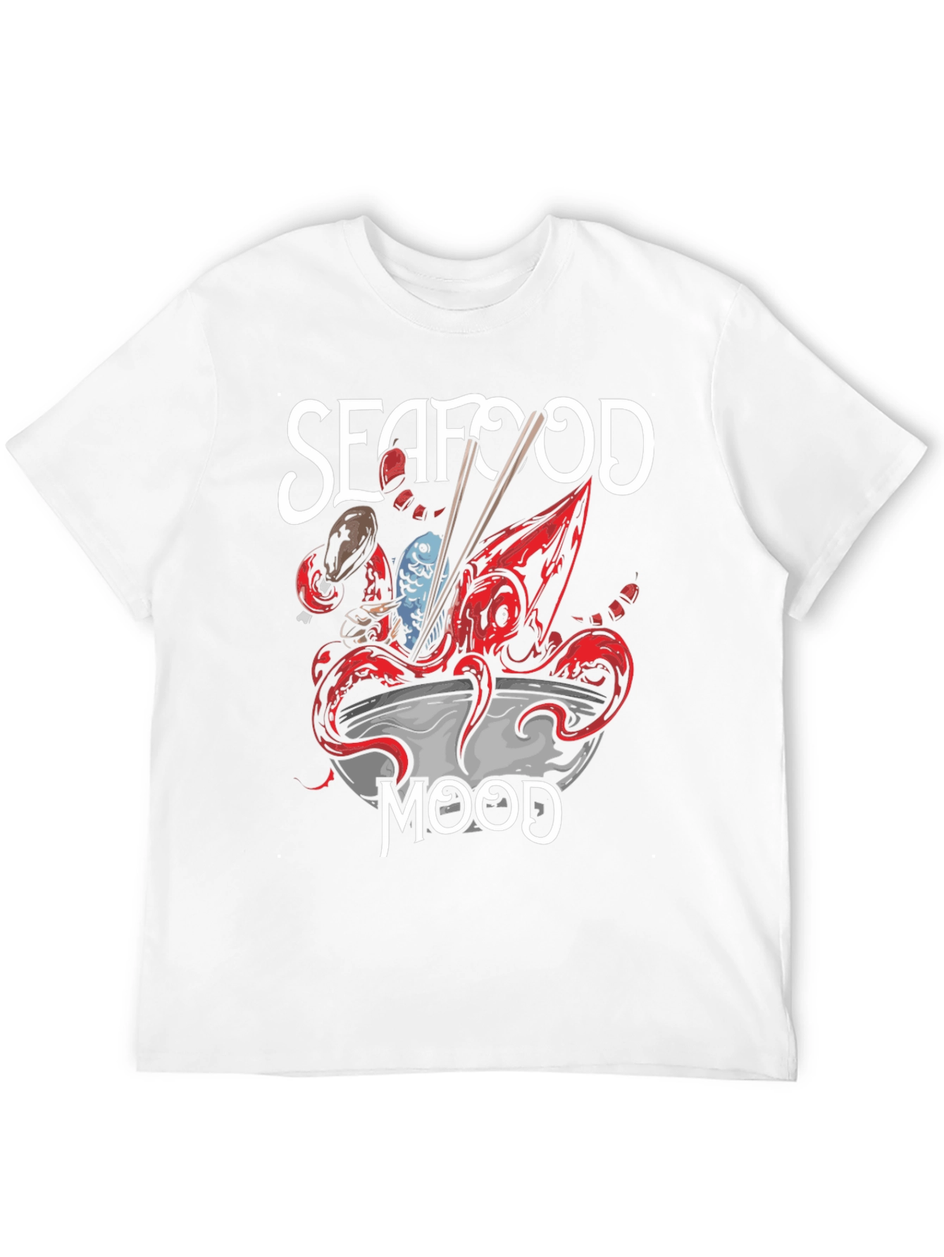 Seafood Mood Graphic T-Shirt - Black