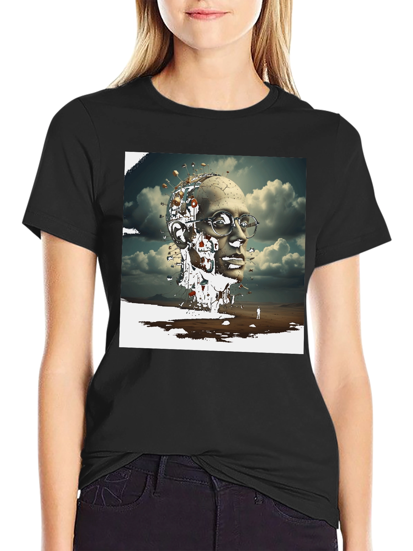 Surreal Headscape Graphic Tee - Modern Art T-Shirt