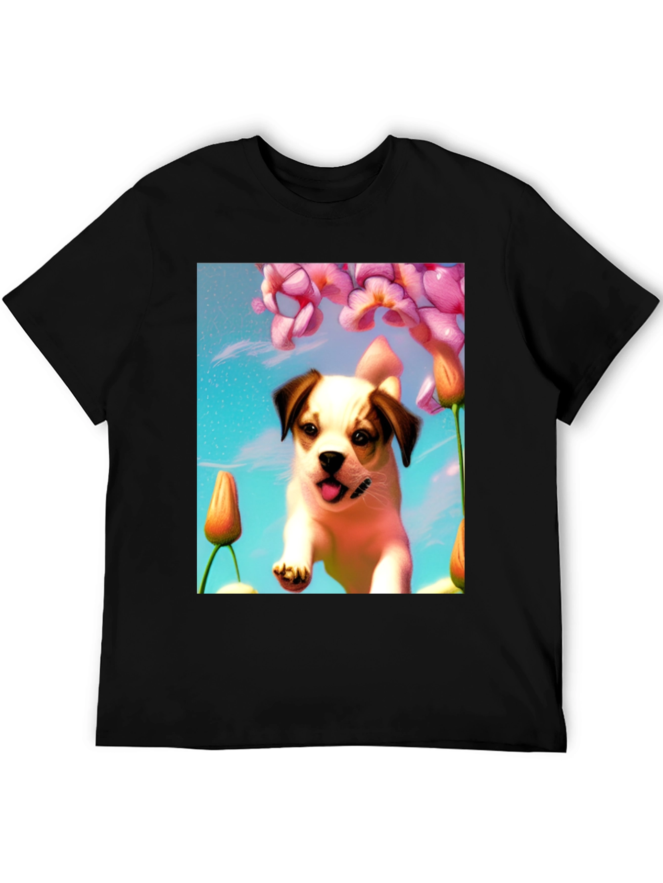 Dog & Flower Graphic T-Shirt